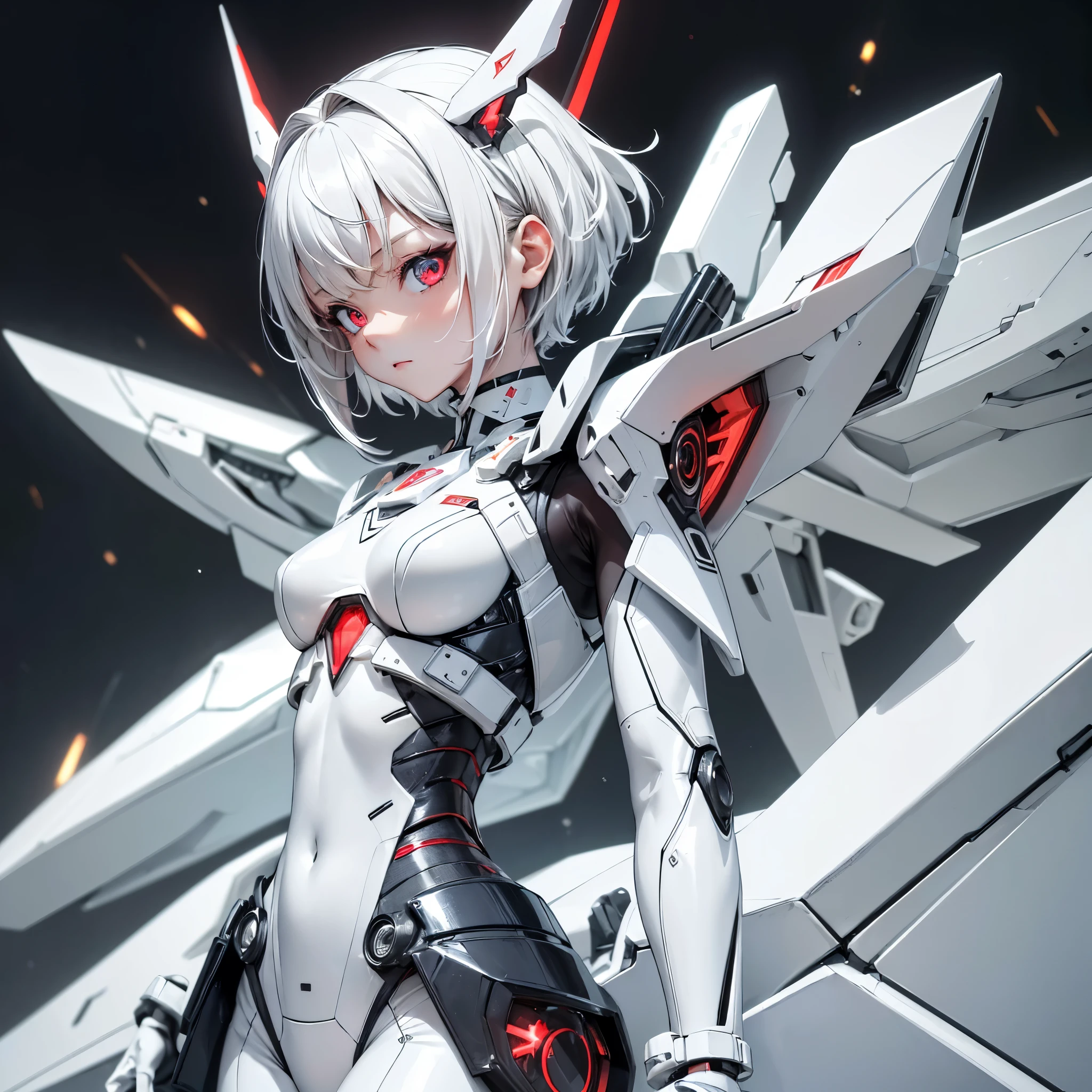(8K, highest quality, masterpiece:1.2),High resolution,masterpiece,ultra detail,alone,1of girl,(white color of background:1.5),(Delicate eye),((whitehair)), short_hair, starry_null, alone, night_null, red_eye, red_ background, silver latex bodysuit, pilot_suit, fronthair, light_particle, ((triangular psychosensory apparatus on both sides of the head)), taut_clothes, medium-breasted, bokeh, mechanical-like clothing, Small logo pattern on chest zero, Vaginal Foreign Object Insertion,Very cute human 8 year old girl face,