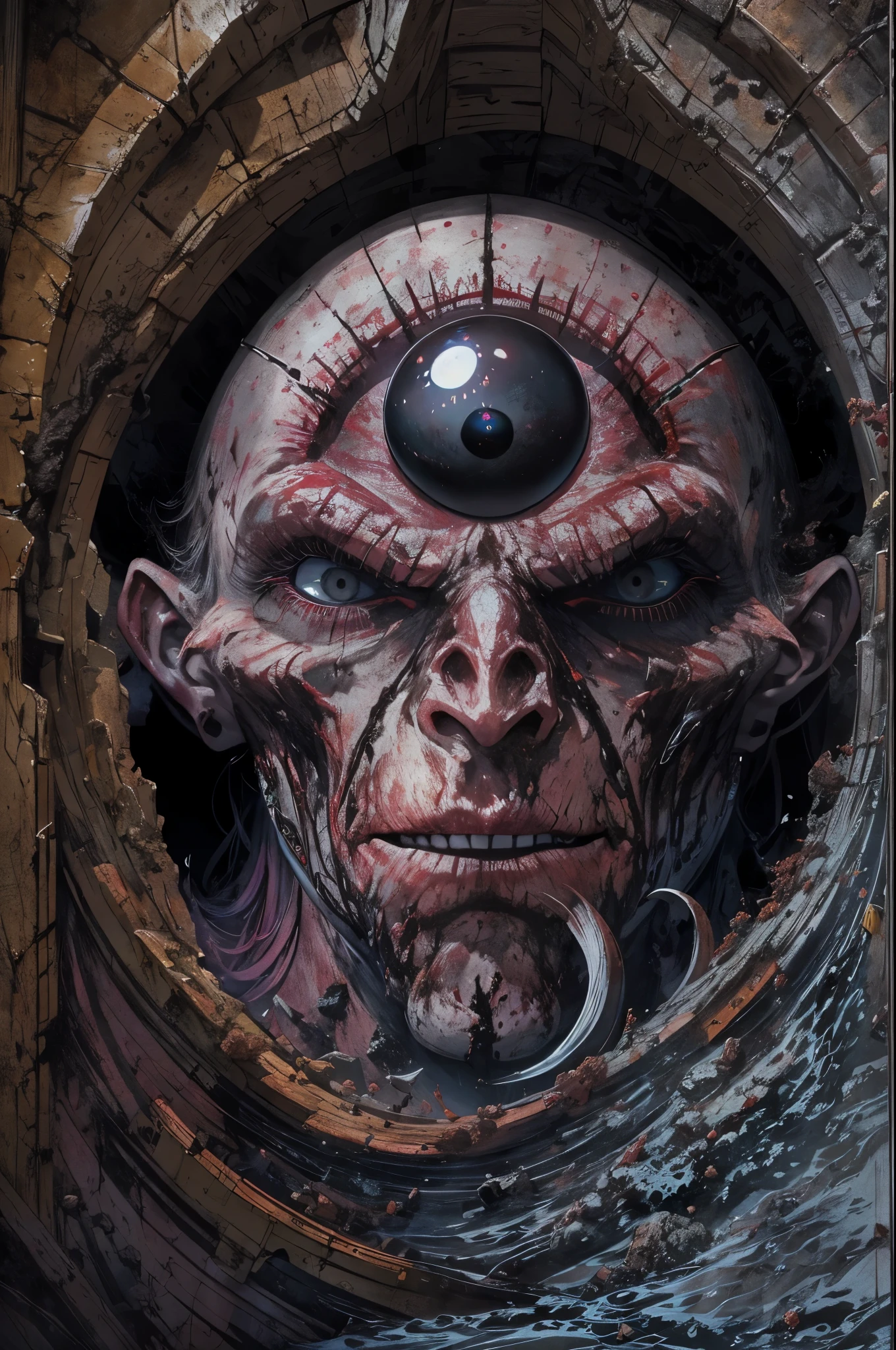 an alien in a spaceship , ((close up, face, scary, horror, demonic, evil, highly detailed, best quality, masterpiece, art by zdzislaw beksinski)), raw, 8k uhd, smiling, flashlight, <lora:flashlightphoto_v1.5a:1> <lora:epi_noiseoffset2:1> <lora:bodhor:1>