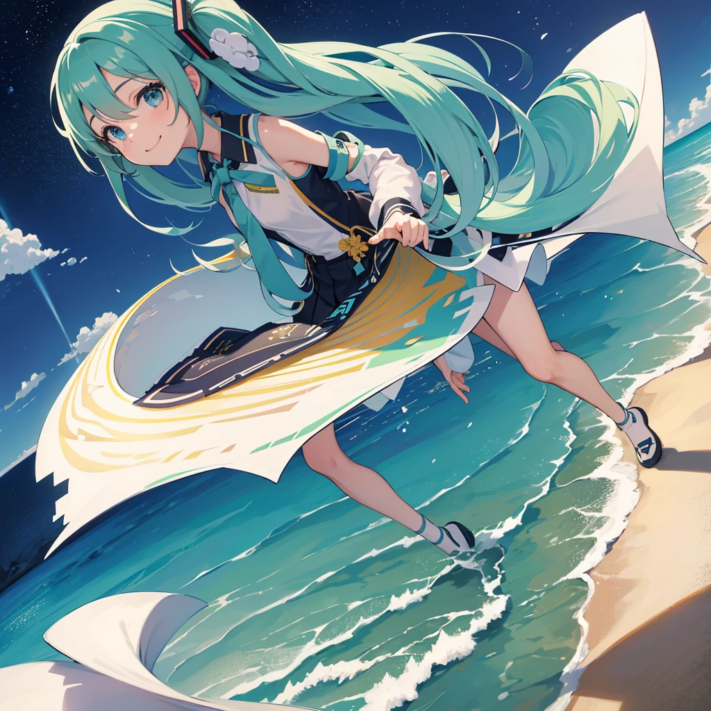 Hatsune Miku , 1 girl , Colegiala , beautiful , vocaloid, , Caminando entre cerezos , Clothes and hair moving in the wind , proporciones corporales correctas , hermosa sonrisa , calidad de imagen ultra 8k , obra maestra , detalles perfectos , viendo hacia el espectador con sonrisa encantadora