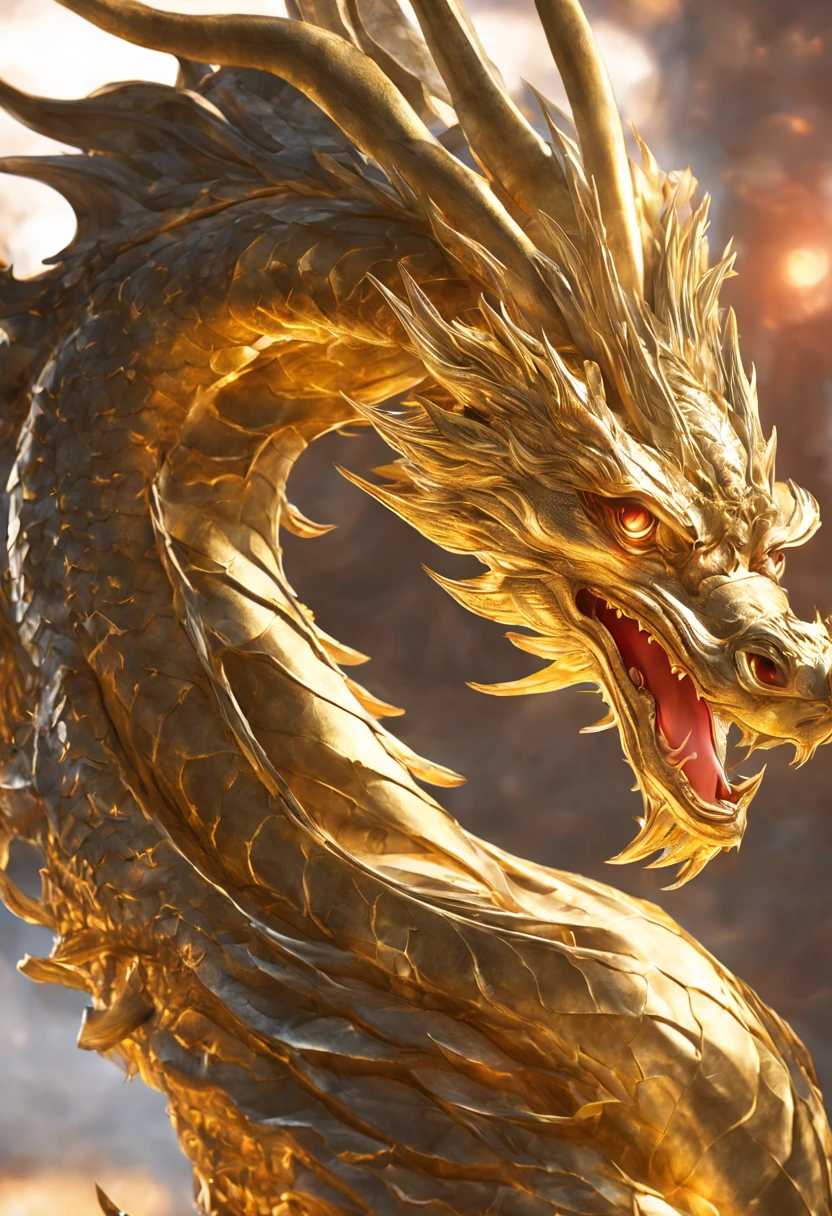 8k,golden dragon,Emitting light、god々New