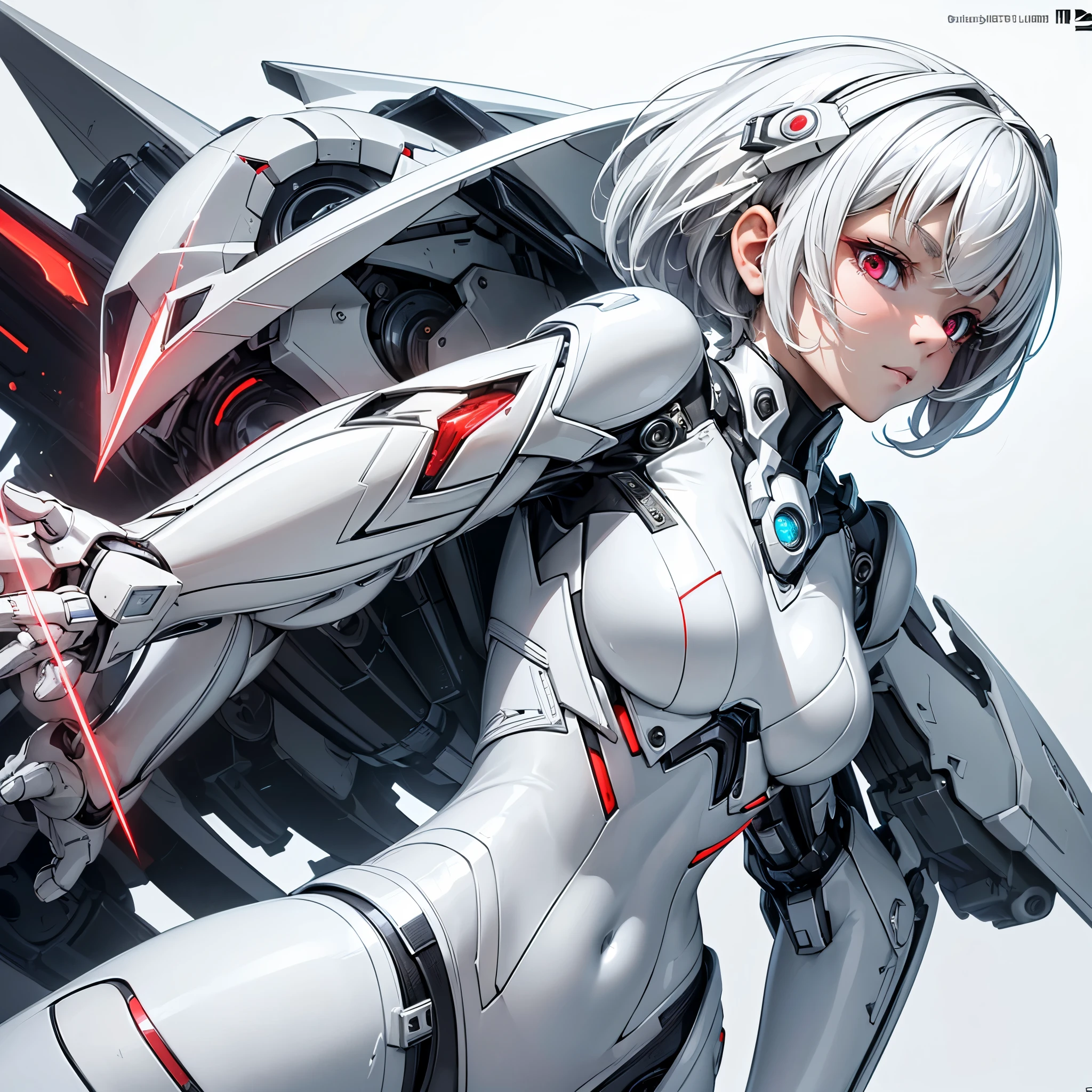(8K, highest quality, masterpiece:1.2),High resolution,masterpiece,ultra detail,alone,1of girl,(white color of background:1.5),(Delicate eye),((whitehair)), short_hair, starry_null,  alone, night_null, red_eye, red_ background, silver latex bodysuit, pilot_suit, fronthair, light_particle, ((triangular psychosensory apparatus on both sides of the head)), taut_clothes, medium-breasted, bokeh, mechanical-like clothing, Small logo pattern on chest zero, Vaginal Foreign Object Insertion,Very cute human 8 year old girl face, 
