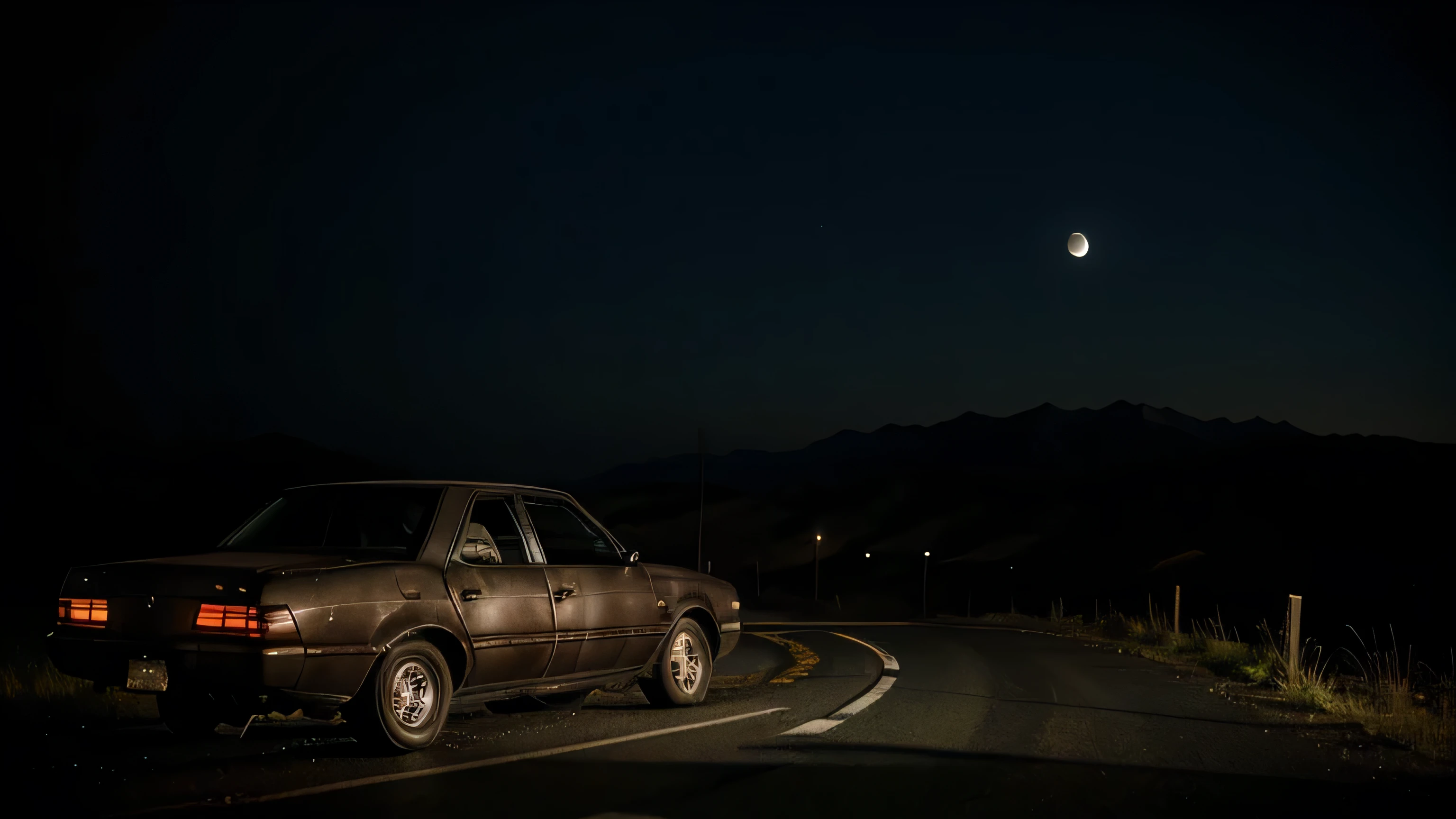 Late one ominous and moonless night, two friends, found themselves stranded in the middle of nowhere. Their car, a battered old sedan, had succumbed to the unforgiving darkness of the desolate road, leaving them with no choice but to seek refuge in the only shelter visible for miles horrifying scene