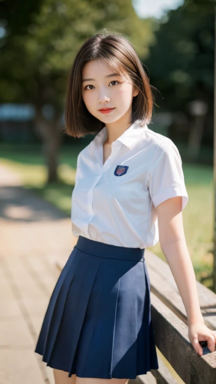(highest quality,Highest image quality,8K,UHD,realisrtic,masterpiece,young,japanese woman,Beautiful background),Boyish woman,18-year-old,high school student,white shirt,uniform,classroom,short hair