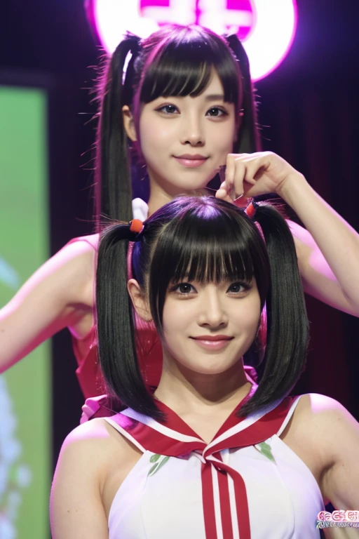 水着 twin tail hair show off pussy