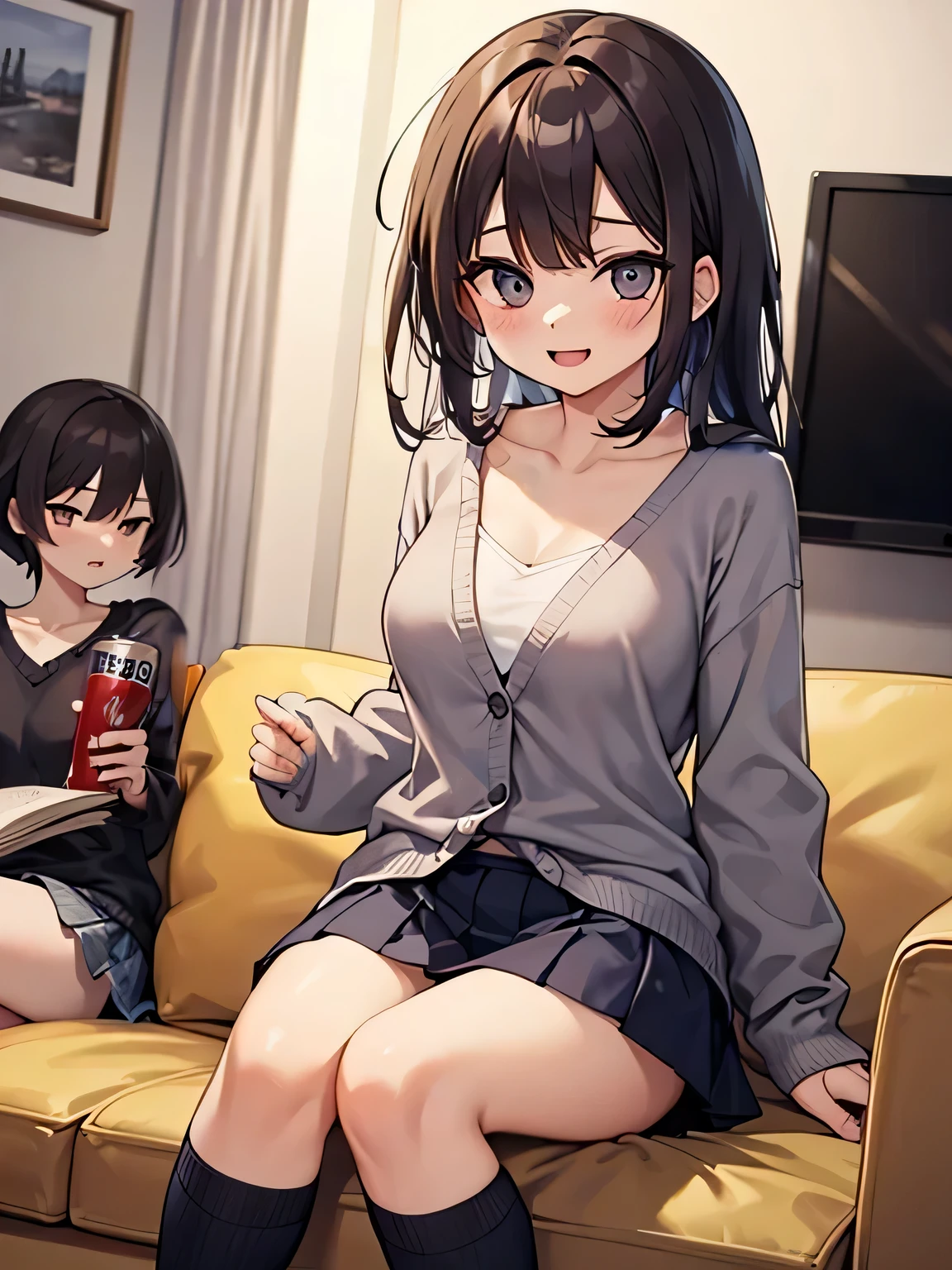 Two Girls, Mirai Kasuga, ((Browsing Caution)), Big Breasts,  Navy Blue Blazer, Red Check Skirt, (Lift your shirt), Heterosexual, ((gang rape, Two boys)), Nipples, Embarrassing, Open your mouth, blush, Sweat, Sitting on the couch, ((Please stretch your legs and rest....)), ((Spread your legs)), Grab your knees, vagina, From below,  (Embarrassing:1.1), (blush:1.2), (orgasm:1.2), charm, (shout:1.1), (Move a row:1.1), Sweat, Heavy breathing, Expansion Division, penis, Sex, Sex with men, night,On the sofa, pillow, break, Shiny skin, 最high quality, high quality, Absurd, High resolution, High resolution, Game CG, Extremely detailed CG, wonderful, Official Style, Ultra-fine illustrations, In detail, Complex, Complex details, Extremely detailed CG unity 8k wallpaper 