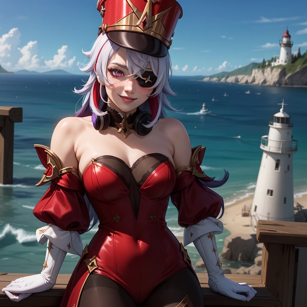 harle_\(chrono_cross\), facepaint, red_leotard, blue see-through harem_pants, jester_cap, pawg, SMILE