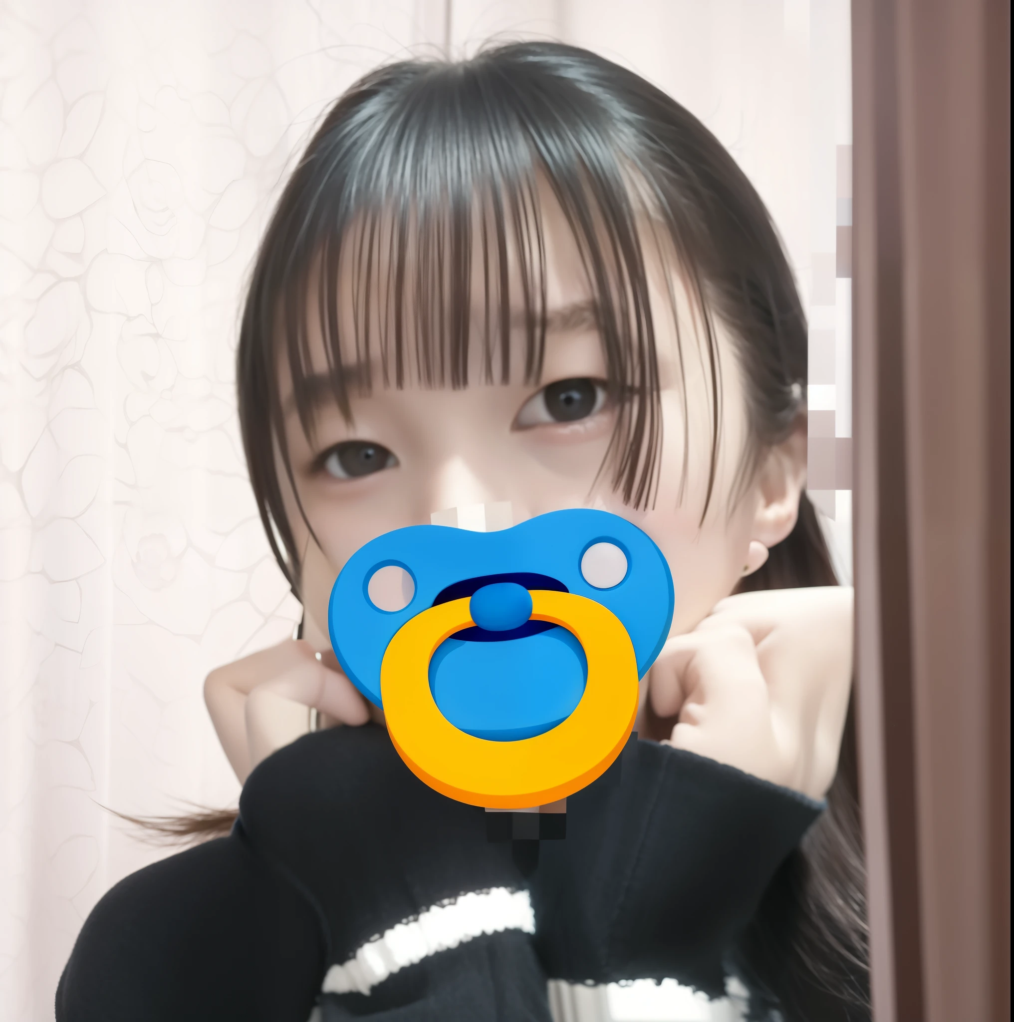 Get naked　There is a young girl holding a pacifier in her hand., Yoshitomo Nara, beast, small nose, Chiho, have blue skin, 2263539546], Ulzzang, a 19 years old girl, 8K)), cute nose　