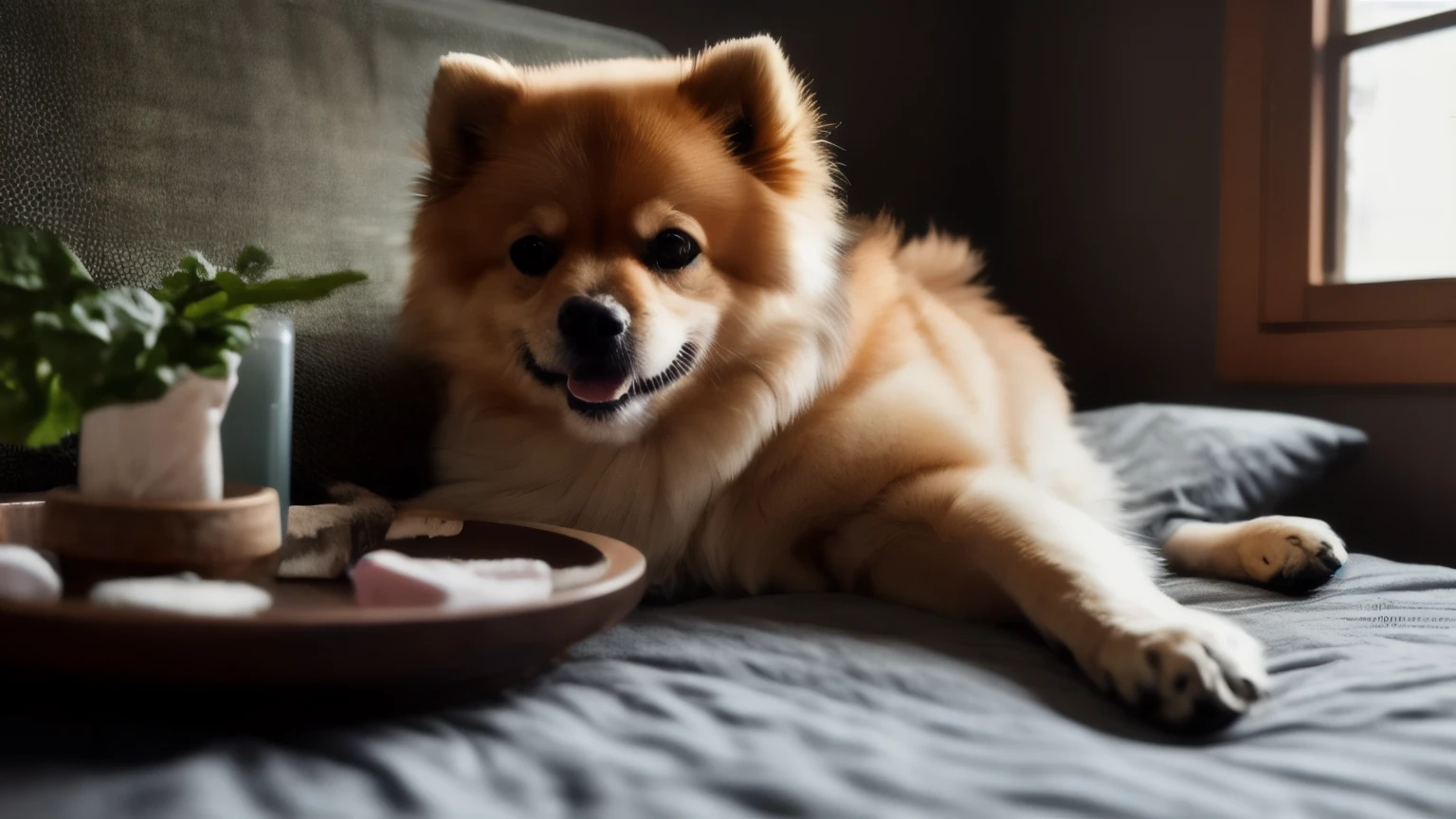 hyper ultra realistic photographs full body of A pampered Pomeranian stretches out on a silk spa bed, enjoying a luxurious paw-dicure. Tiny crystals adorn her tiny toes, and a cucumber mask cools her eyes. A miniature champagne flute filled with dog-friendly bubbly rests on a side table. ratio 16:9, 4k, 8k resolution, High quality photo, high detailed, imagesharp focus, Cinematic lighting,hyperdetailed & Unreal engine, detail, realism, photography,cinematography, camera NIKON, lens NIKKOR flagship, masterpiece. hyper-maximalism, ultradetailed photorealistic, light skin imperfections, final render, vray, photo, fashion