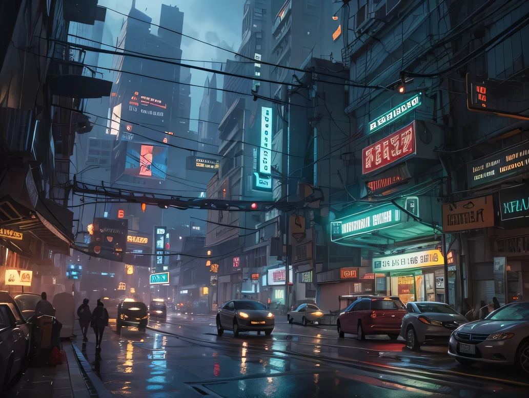 cyberpunk city, cinematic composition, Fantasy digital painting by Greg Rutkowski and James Gurney, Trending with ArtStation, very detailed, hyperrealistic, realistic, photorealistic, dynamic lighting, very detailed, cinematic landscape, Studio Landscape, studio lighting, rain, cigarette,