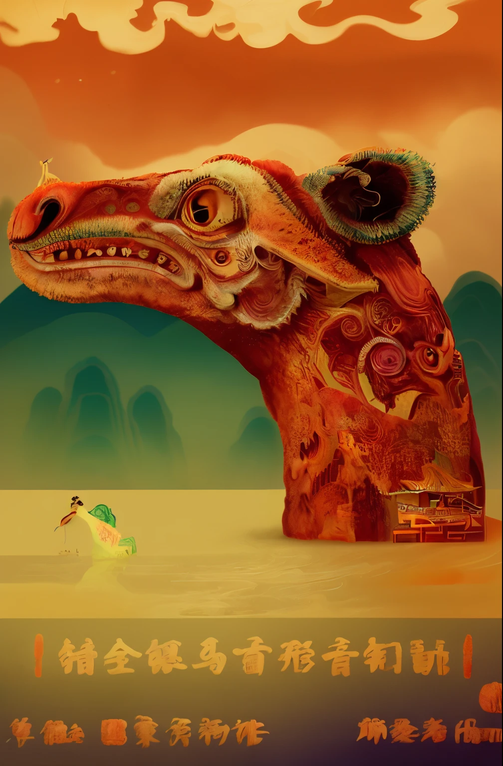 there is a statue of a giraffe with a head of a bird, chinese art, animal - shaped statue, 中 国 鬼 节, dongson bronze artifacts, ancient china art style, by Kanō Tan'yū, an ancient, a dragon statue made of jade, bronze headdress, ancient chinese ornate, gujian