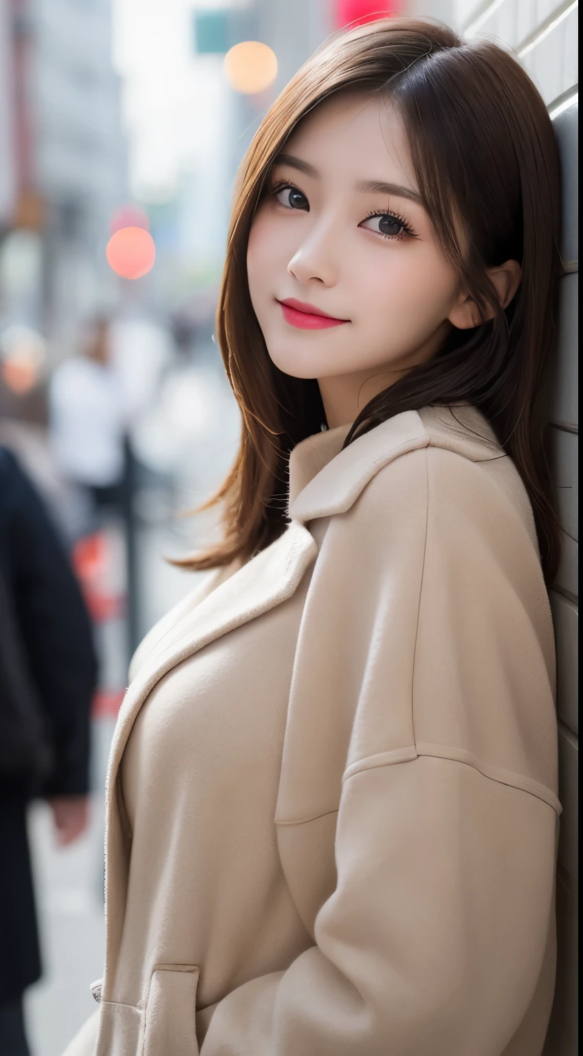 table top, highest quality, shape, Super detailed, finely, High resolution, 8k wallpaper, 完璧なダイナミックな構shape, beautiful and detailed eyes, Gorgeous and stylish black fluffy latest trend Tokyo winter clothes,ランダムなcute髪,small breasts,natural color lip, bold sexy pose,smile、20 year old girl、cute、sexy shot looking at camera,Always blur the background,perfect and beautiful face,Take only the face,beautiful and detailed face、slim face and style,Big eyes、Do gal makeup,real photos、luxury brand mink coat
