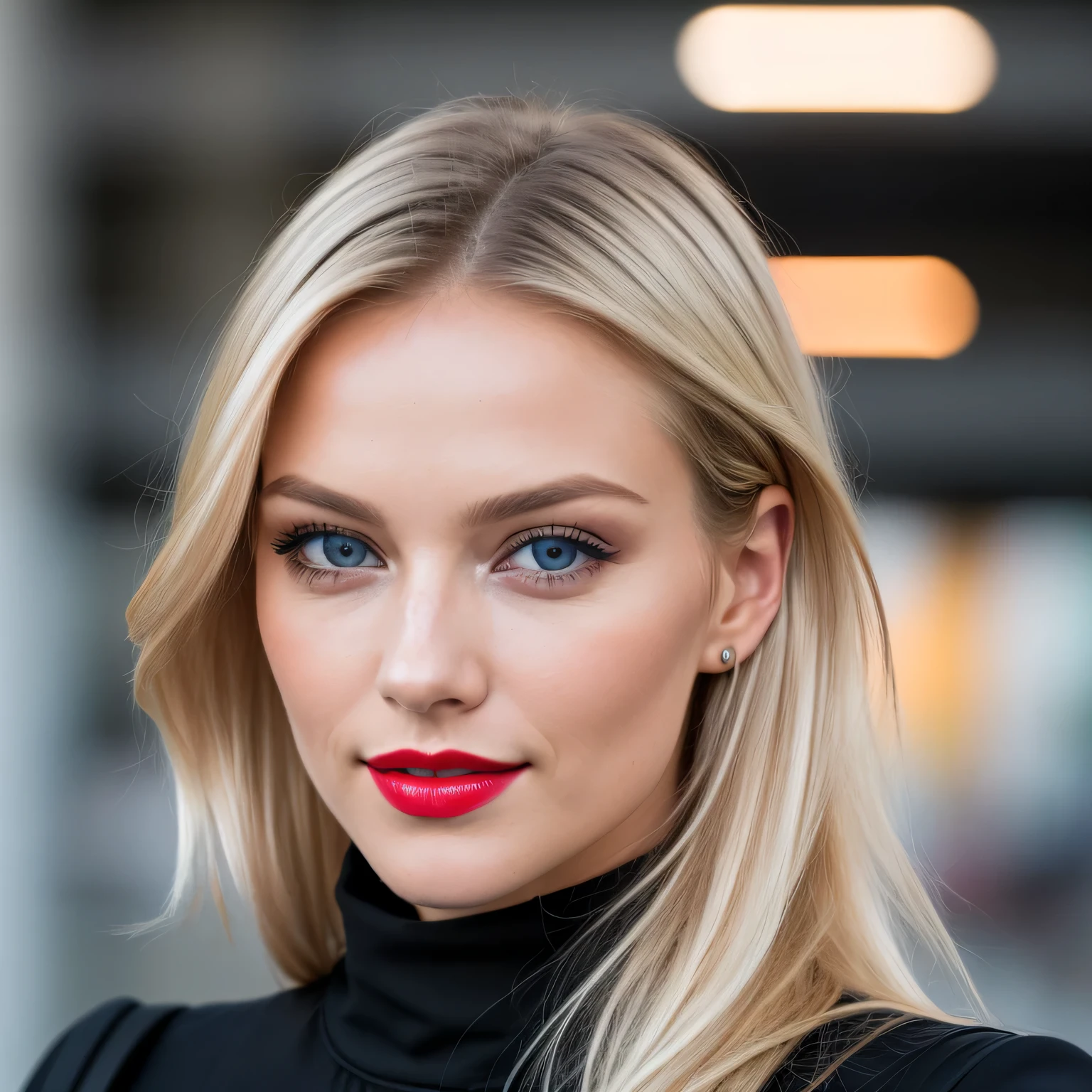 (Selfie, Draufsicht: 1.4), (straight half of the body: 1.4), RAW UHD portrait photo of a 24-year-old blonde (Blue-eyed woman) , (Rock), (Ausschnitt), Details (Gewebe! , Haar! , Glitzer, Farbe!! , Benachteiligungen: 1.1), shiny eyes with high level of detail (Blick in die Kamera), SLR-Beleuchtung, Spiegelreflexkamera, ultra quality, Sharpness, Depth of field, Filmkorn (Mitte), Fujifilm XT3, kristallklar, Rahmenmitte, Beautiful face, Scharfer Fokus, bokeh (schwach beleuchtet), Nacht, (Nachthimmel), Detaillierte Hautporen, Oily skin, Sonnenbrand, Komplexe AugenDetails, full entire body, big , background is a beautiful modern city, decent red lip stick, cute face