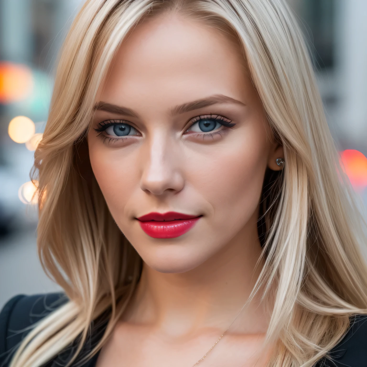(Selfie, Draufsicht: 1.4), (straight half of the body: 1.4), RAW UHD portrait photo of a 24-year-old blonde (Blue-eyed woman) , (Rock), (Ausschnitt), Details (Gewebe! , Haar! , Glitzer, Farbe!! , Benachteiligungen: 1.1), shiny eyes with high level of detail (Blick in die Kamera), SLR-Beleuchtung, Spiegelreflexkamera, ultra quality, Sharpness, Depth of field, Filmkorn (Mitte), Fujifilm XT3, kristallklar, Rahmenmitte, Beautiful face, Scharfer Fokus, bokeh (schwach beleuchtet), Nacht, (Nachthimmel), Detaillierte Hautporen, Oily skin, Sonnenbrand, Komplexe AugenDetails, full entire body, big , background is a beautiful modern city, decent red lip stick, cute face