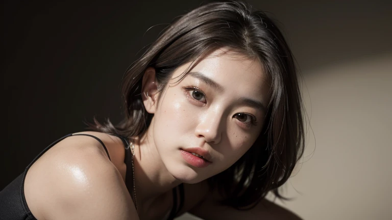 best quality, masterpiece, (photorealistic:1.4) 1korean girl, light smile, white sleeveless shirt with collar, arm up, dramatic lighting, from below,ultra hd, retina, masterpiece, anatomically correct, textured skin, super detail, high detail, high quality, high quality, award-winning, (realistic: 1.7), (best quality), (super high resolution), (realistic: 1.6), realistic, (surreal: 1.2), (realistic face: 1.2), (8k), (4k), (masterpiece), (realistic skin texture),black short skirt, blonde hair, colossal tits, clear skin