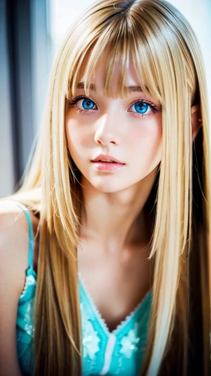 real photo quality、15 year old beautiful girl、extraordinary sexy beauty、Beautiful, gentle and bright look、sexy refreshing look、Perfect beautiful cute face with long bangs、super long blonde straight hair、Beautiful facial hair、very cute beautiful sexy young little woman、Beautiful cute face so perfect and beautiful、beautiful clear pale blue eyes