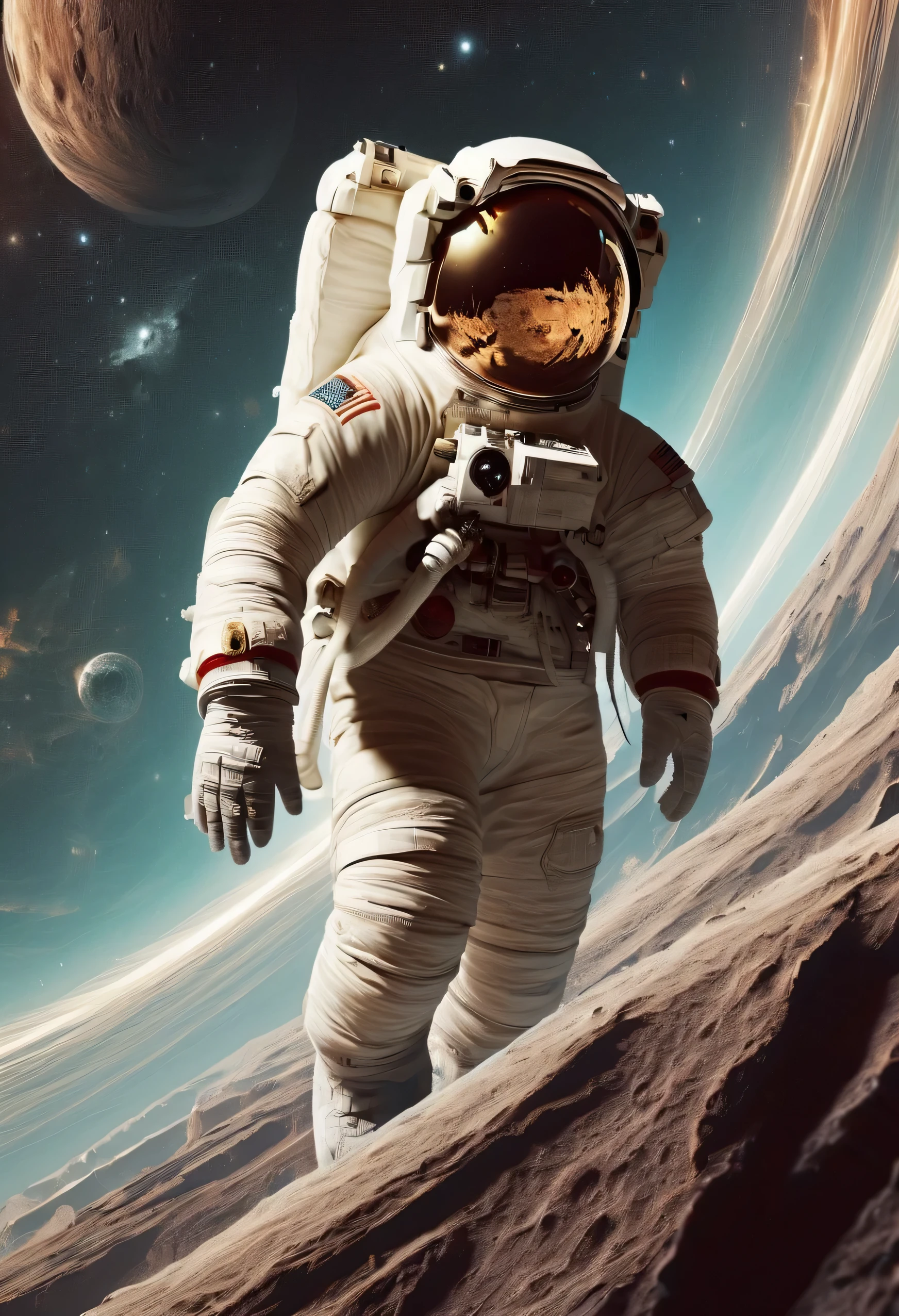 космонавт в spaceе, space, planet deep