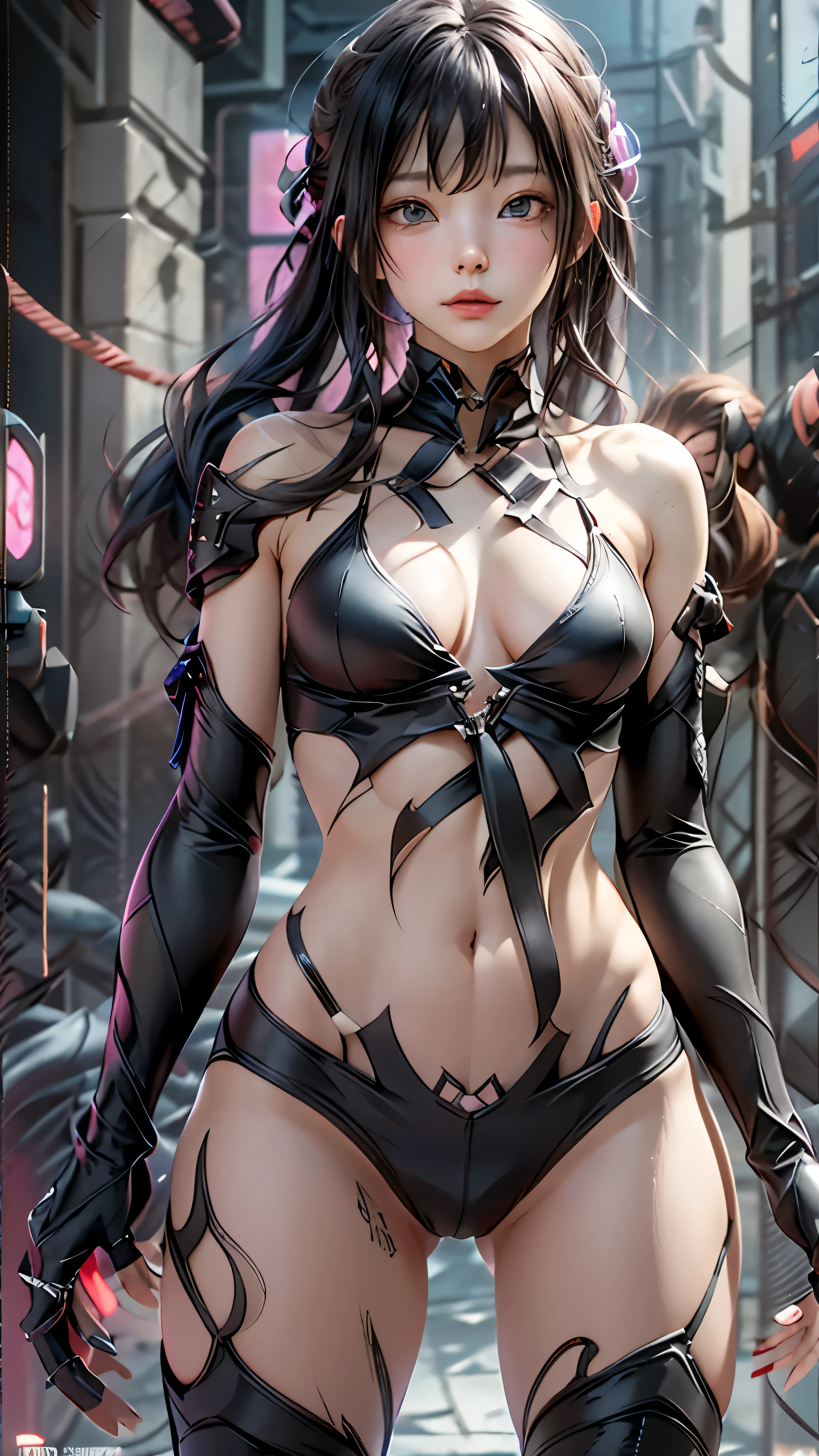 ((highest quality)), ((masterpiece)), (be familiar with:1.4), 。.。.。.3D, beautiful cyberpunk woman image,nffsw(high dynamic range),ray tracing,NVIDIA RTX,super resolution,unreal 5,scattered below the surface,PBR texturing,Post-processing,anisotropic filtering,written boundary depth,maximum clarity and sharpness,multilayer texture,Albedo and specular maps,surface shading,Accurate simulation of light-matter interactions,perfect proportions,octane rendering,two-tone lighting,wide aperture,Low ISO、White balance、Rule of thirds、8,000 students、((Holding a sword in your hand))