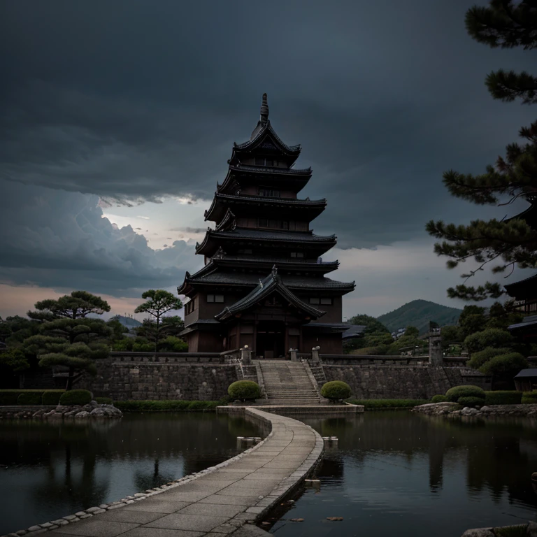 dark Japanese castle
