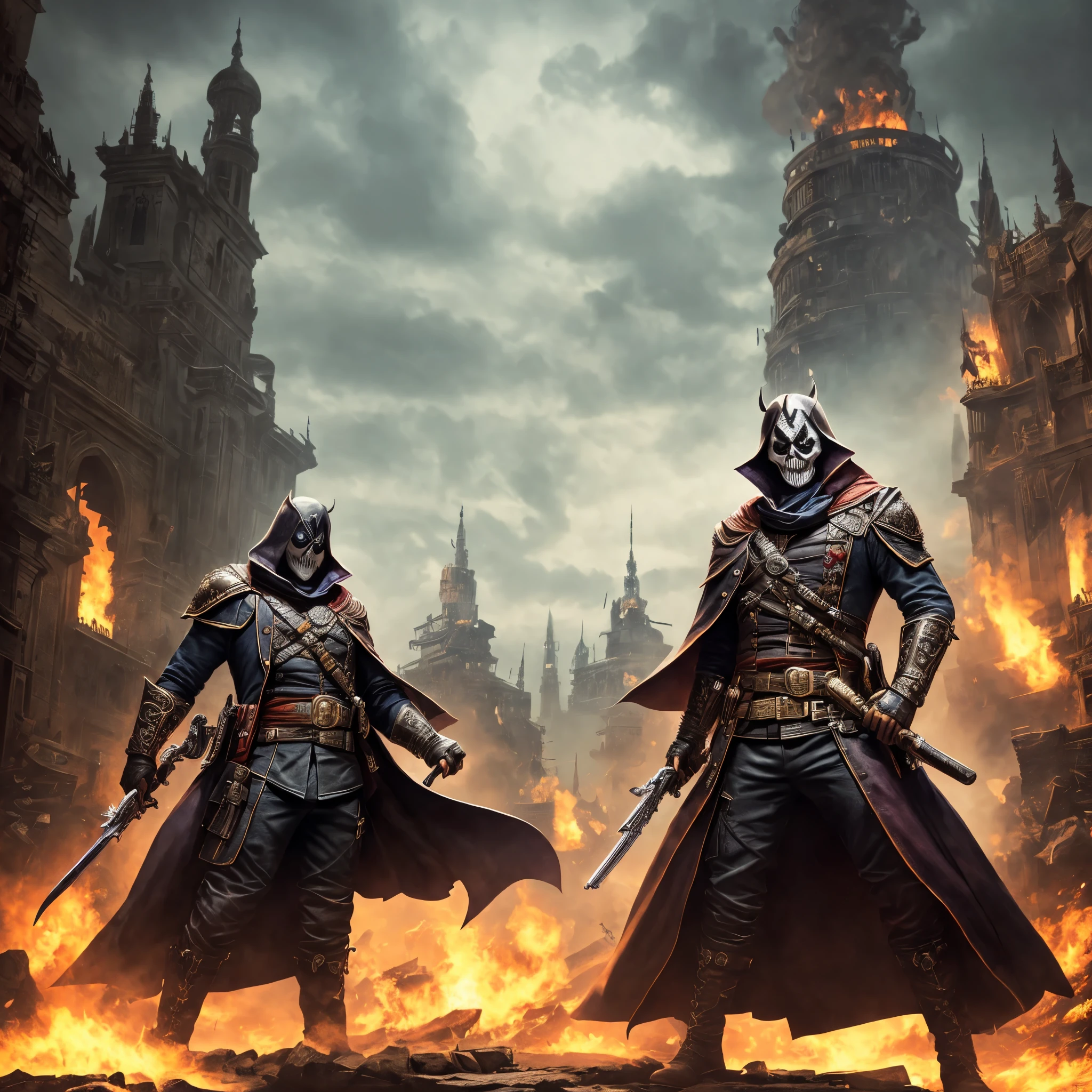 On the battlefield of gun smoke, A cop with the face of a sinister skull, with a twisted smile, With two daggers in his hands, Stepping on a psychopathic clown, Several dead clowns on the ground, Attack in the shadows, Assassins, assassination, character splash art, The art of assassination, Assassin's Creed. Make sure there is no noise and that the lines are thick and sharp like contour art, (((pose interacting and leaning on an object) something in the environment]))), focus on a vertical frame of the image." ((full body):1.5). 16k, UHD, best possible quality, ((best possible detail):1), best possible resolution, Unreal Engine 5, professional photography, perfect_hands, (perfect:1.2)

