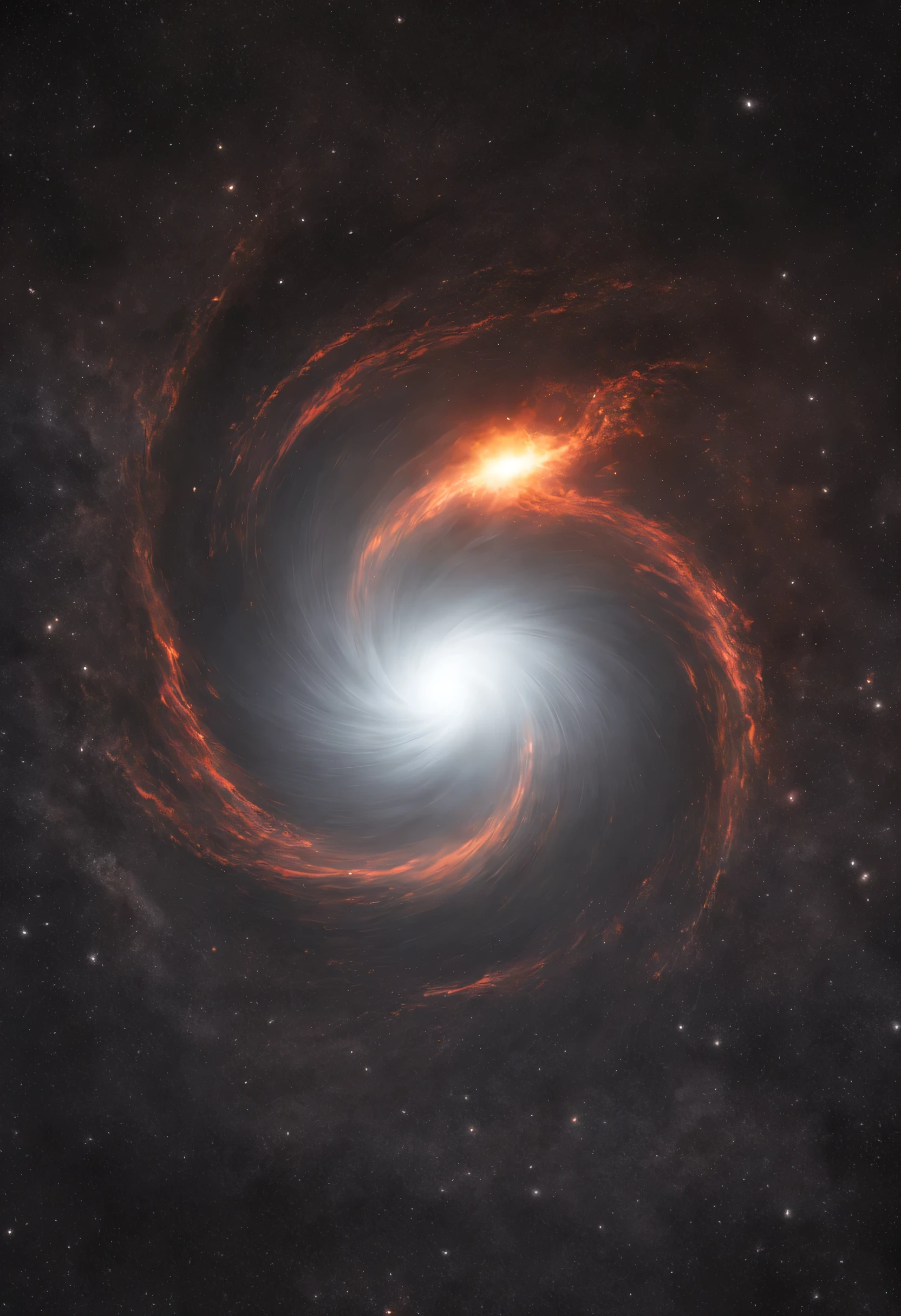 A huge black hole distorts the space around it