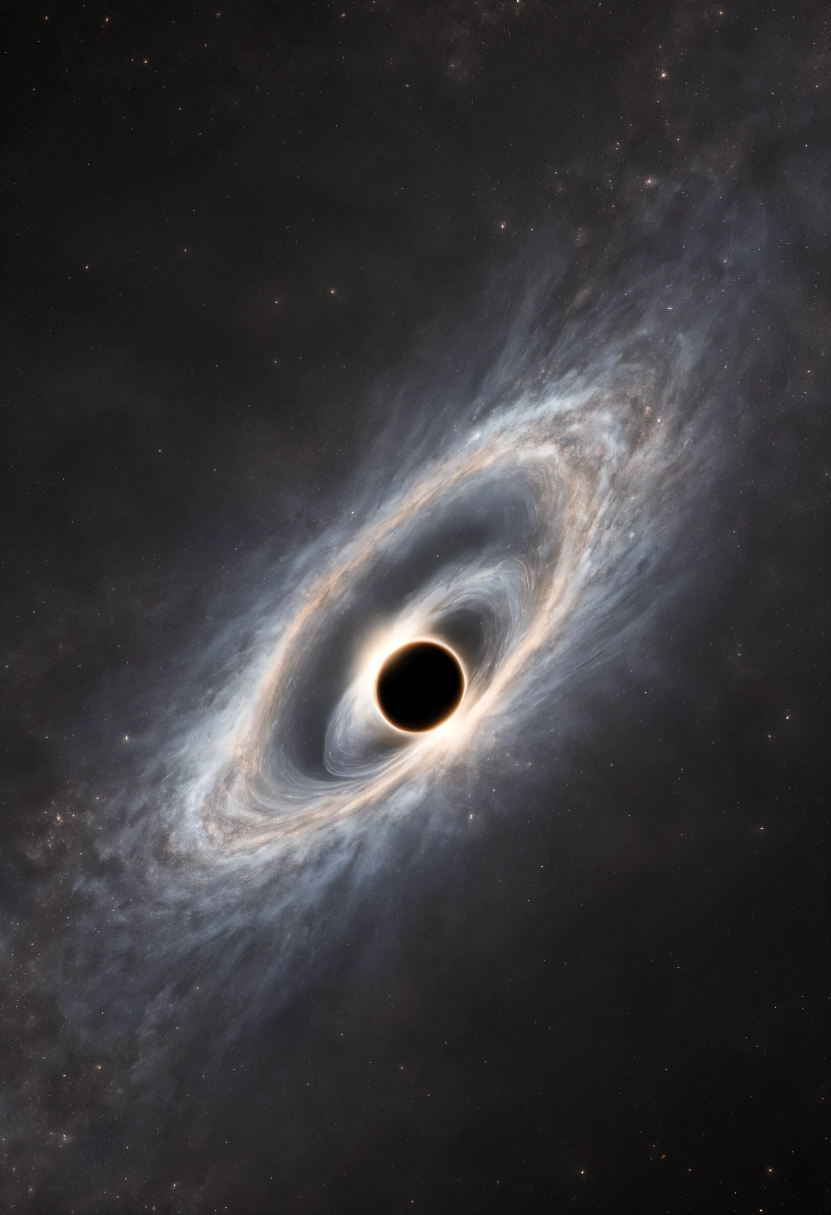 A huge black hole distorts the space around it