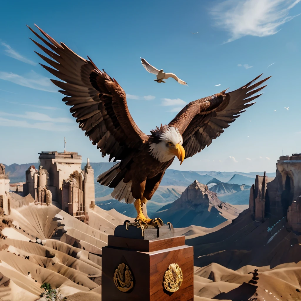 Craft a 3D logo showcasing the regal and majestic wings of the TaurEagle in flight, symbolizing strength and freedom.
Merge earthy tones with elements depicting the sky to represent the union of Taurus and Eagle.
Write a name " Limitless Minds Club" in background of photo.
