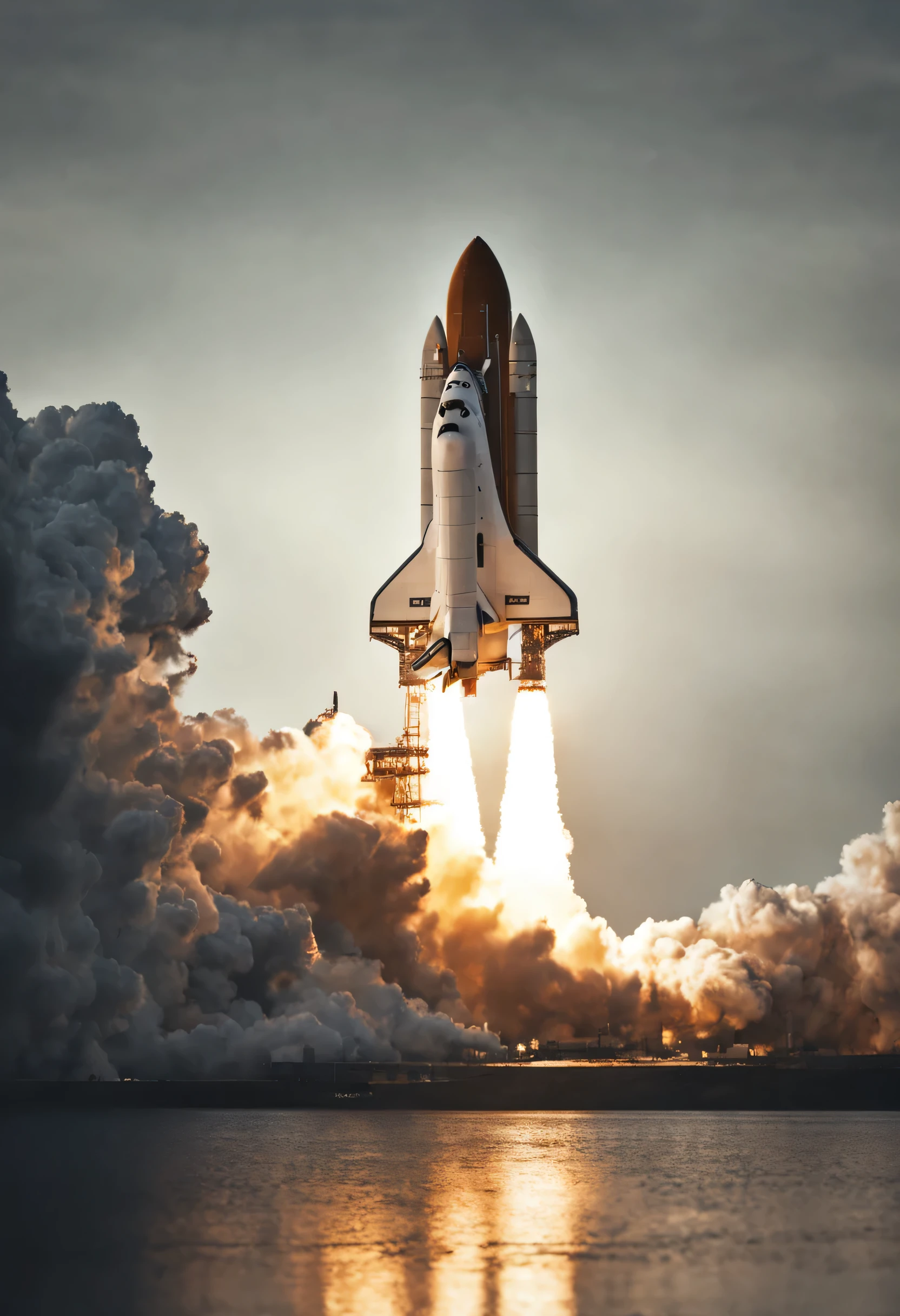 The space shuttle sets off on a mission