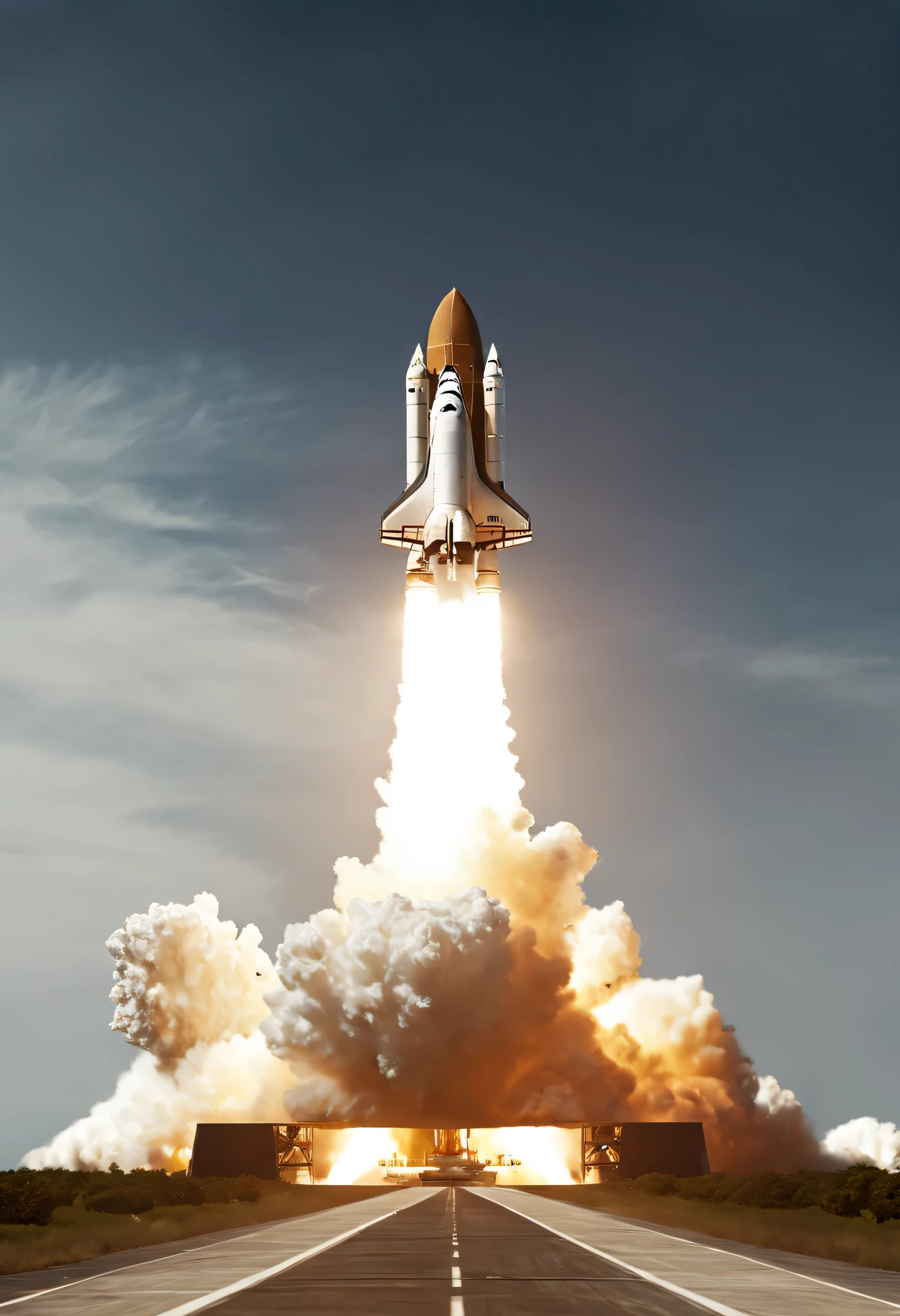 The space shuttle sets off on a mission