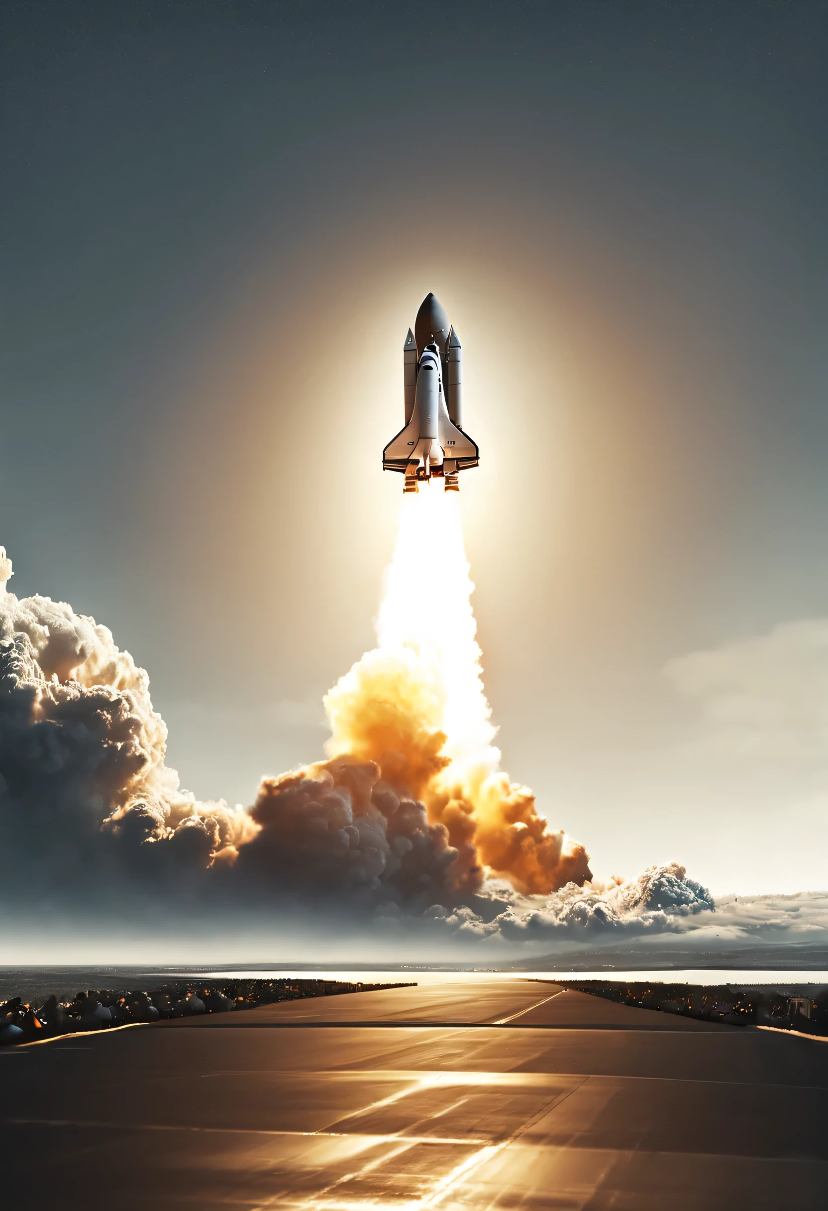 The space shuttle sets off on a mission