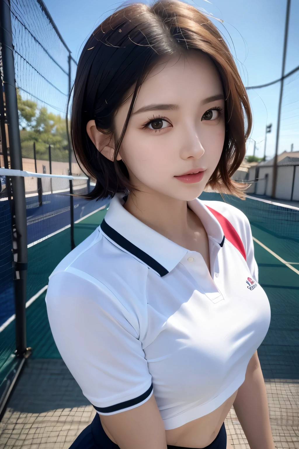 masterpiece, Beautiful single girl,Beautiful Eyes， Good Eyes， highest quality， Hyper HD， （Realistic： 1.4）， Cinema Lighting， Asian Beauty， China， so beautiful， Beautiful Skin， slim， （ultra photoRealisticim）， （High resolution）， （8k）， （Very detailed）， （Best illustrations）， （美しくてBeautiful Eyes）， （Very detailed）， （wallpaper）， Detailed face，The MILF Next Door， Bright lighting， Professional Lighting,（Emphasize large breasts),(Thirty One Ice Cream Shop:1.5),(Delicious ice cream: 1.3), (Clerk in a hat:1.4) , (Black Hair) and (Brown eyes), ponytail, (Bright smile: 1.3), (Audience: 1.3), (Bokeh), 18-year-old,Long Hair,(Brunette Hair）,46 point diagonal bangs，((whole body))，With a smile、