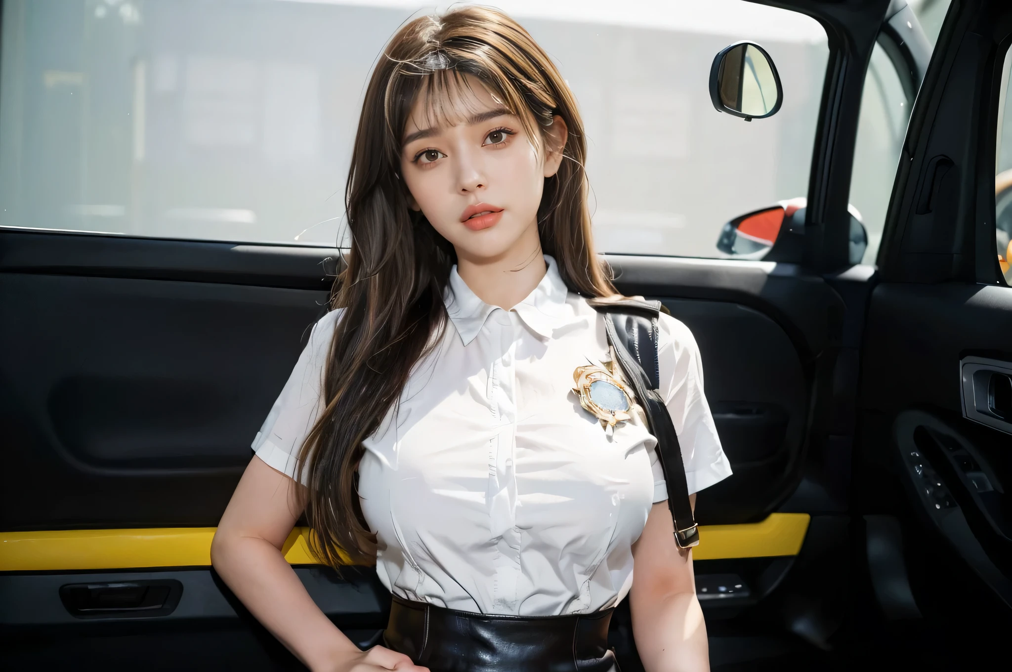 8k,HD,1girl,(shaggy bangs long hair:1.6),(brown white hair:1.8),(huge size breast:1.5),(haughty face:1.3),
pretty face,detail skins,realistic detail hairs,realistic face and eyes,Detailed beautiful delicate eyes,long wide lips,glossy lips,mole marks upper lip,pink lips,sensual curve of oral fissure lips,long thin oral commissures,,little cute smile,shiny hair,
beautiful girl,
,soft light,realistic background,
(from front below view:1.3),