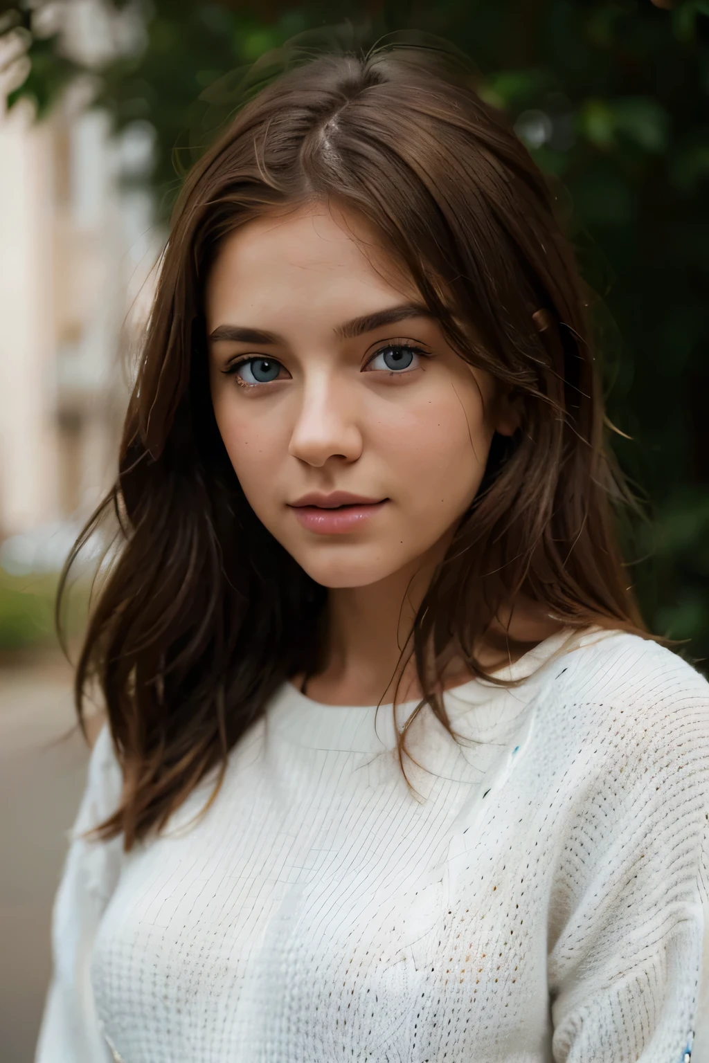 A brown-haired girl with beautiful detailed blue eyes. She is wearing a white sweater, which perfectly complements her stunning eyes. The soft lighting illuminates her face, casting a gentle glow on her skin. The background has a bokeh effect, creating a dreamy and romantic atmosphere.
The image is of the best quality, with ultra-detailed features and a realistic rendering. Every aspect of the girl's face and clothing is meticulously captured. The colors are vivid and vibrant, enhancing the overall realism of the image. The lighting adds depth and dimension to the scene, creating a captivating visual experience.
The medium used to create this artwork is high-resolution photography. The visual style is a mix of portrait and landscape, capturing the beauty of both the girl and the garden. The colors are carefully selected to create a harmonious and visually appealing composition.
The prompt includes tags such as "brown-haired girl", "beautiful detailed blue eyes", "white sweater", "soft lighting", and "bokeh" to provide specific details about the main subject and the atmosphere. The tags "highres:1.2", "ultra-detailed:1.2", and "realistic:1.37" emphasize the quality and level of detail in the image.
In summary, the prompt for Stable Diffusion is as follows:
brown-haired girl, beautiful detailed blue eyes, white sweater, soft lighting, bokeh, highres:1.2, ultra-detailed:1.2, realistic:1.37, 24 y/o.
