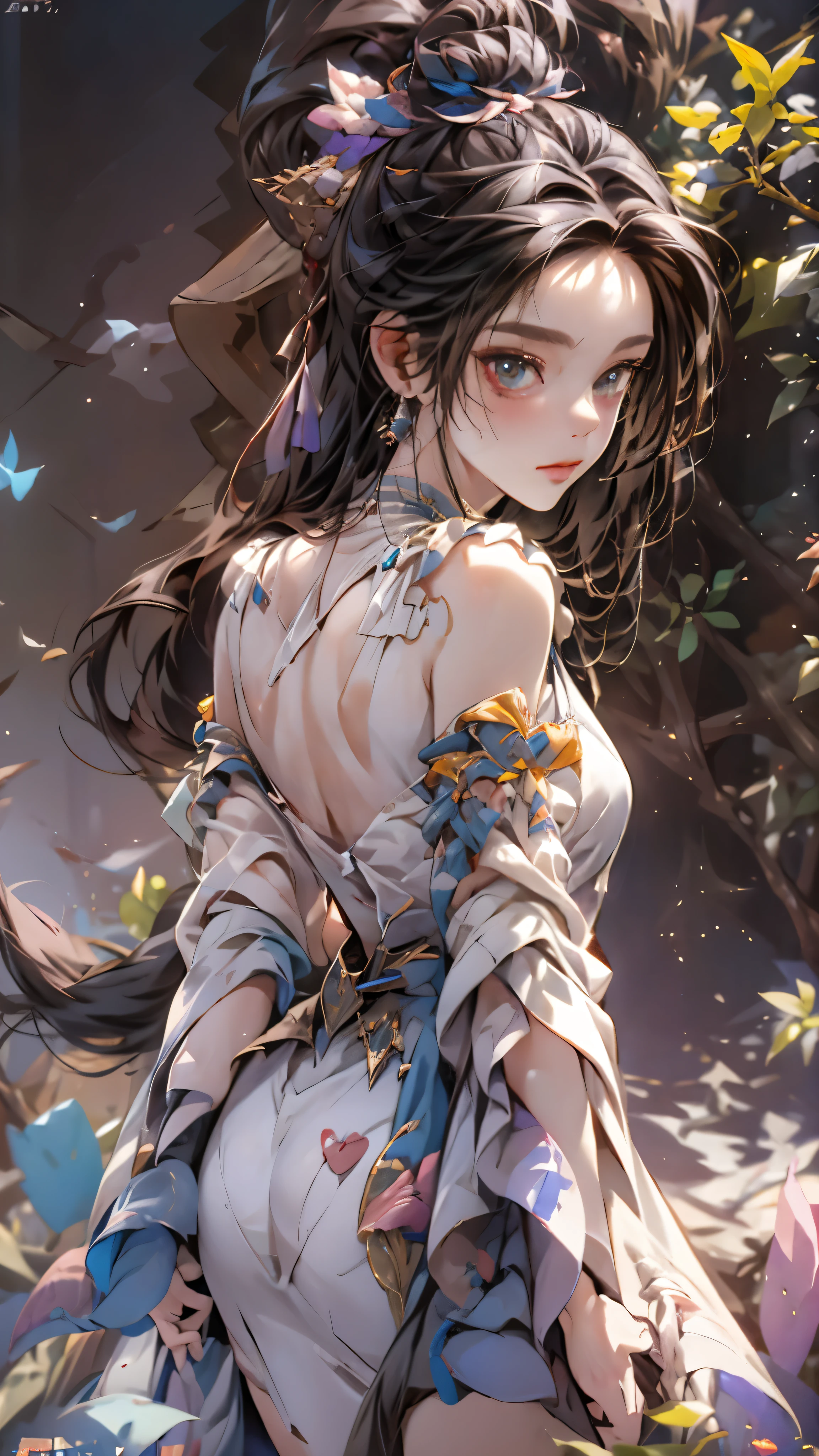 ((highest quality)), ((masterpiece)), (be familiar with:1.4), 。.。.。.3D, beautiful cyberpunk woman image,nffsw(high dynamic range),ray tracing,NVIDIA RTX,super resolution,unreal 5,scattered below the surface,PBR texturing,Post-processing,anisotropic filtering,written boundary depth,maximum clarity and sharpness,multilayer texture,Albedo and specular maps,surface shading,Accurate simulation of light-matter interactions,perfect proportions,octane rendering,two-tone lighting,wide aperture,Low ISO、White balance、Rule of thirds、8,000 students、((Holding a sword in your hand))(((look back)))