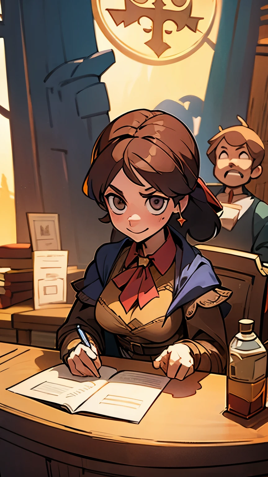 Adventurer's Guild worker at the reception desk