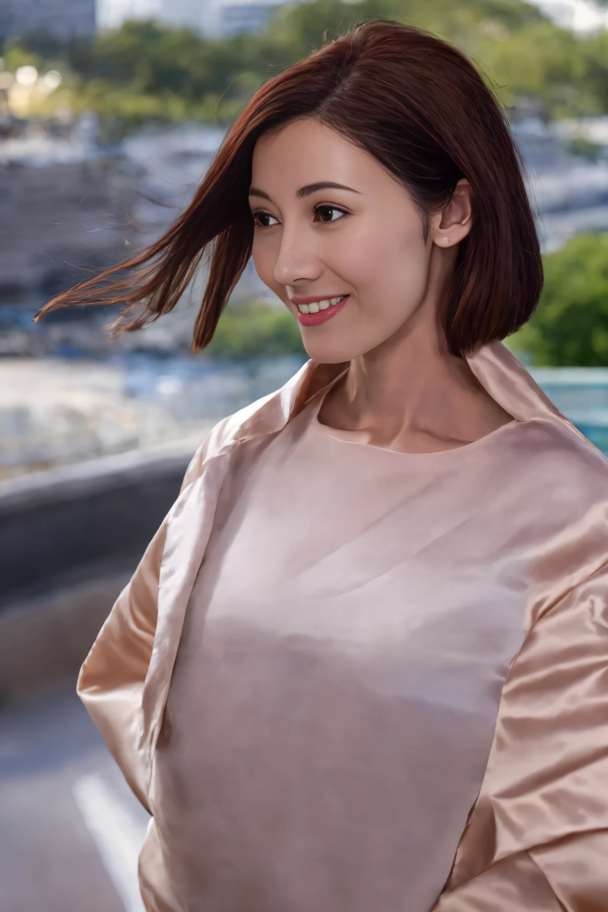 ((Realistic lighting、best quality、8k、Master masterpieces:1.3))、clear focus:1.2、 a girl、perfect body beauty:1.4、slim abs:1.1、whole body、((dark brown hair、A large breast:1.3))、(acceleration:1.4)、(fresh、Sunlight:1.1)、View of Waikiki Beach、Palm tree、face slimming、beautiful eyes、double eyelids、poses of fashion models、flowing hair、t-shirt、period、angel smile、shameful smile