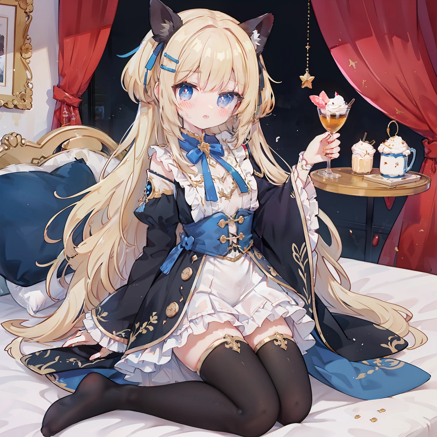 (best quality,8k,high resolution,masterpiece:1.2),Super detailed,lifelike,CG wallpaper,excellent, Beautiful and delicate face, 1 girl, solo, cross-shaped pupils, Default attire, permanent，Kneel on the bed