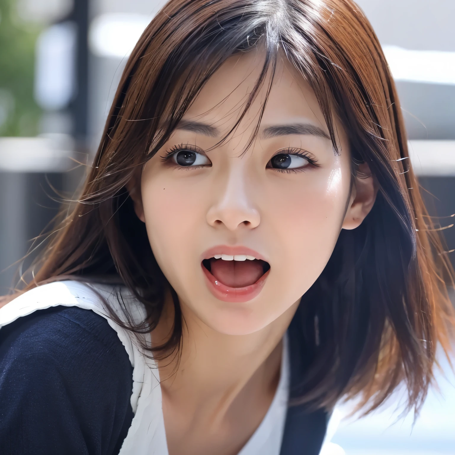 highest quality、Japanese、Slightly chiseled facial features、Each part of the face is clearly defined、Impressive even when meeting for the first time、Passionate atmosphere、Double eyelids、big mouth、A beautiful woman who gives an attractive impression