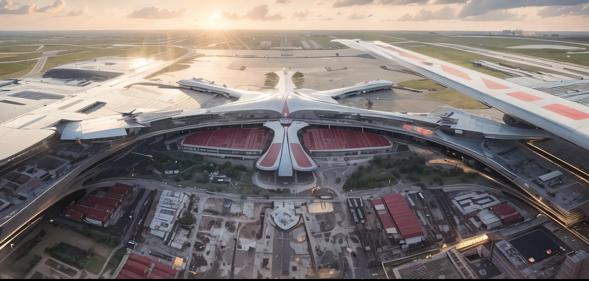 arafly shot of an airport with a large building and a runway, in future airport rooftop, Beijing, by Zha Shibiao, mu pan, terminal, wu liu, sha xi, view above, hou china, airport, ultra high resolution, lu ji, stunning sight, kan liu, wei wang, zhuoxin ye, cover shoot