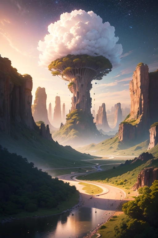 In a whimsical sci-fi world,The picture shows the scene of a two-dimensional science fiction luxury college。The picture shows three different environments:A desert、Rainforest and planetary sky。
The first is the desert environment,You can see the vast yellow desert spreading into the distance,There was silence and mystery。In the middle of the desert,There is a magnificent city school luxury complex towering,It adopts the architectural shape of science fiction style,It feels complex and futurisitic。A jet of water erupts from a fountain on the roof,Reflected in the dazzling sunlight。
Then there's the rainforest environment,Behind the luxury buildings of the city school, a dense rainforest stretches。Towering trees and colorful flowers mingle with each other,Coconut trees sway in the breeze。In this magical rainforest, you can also see alien corals growing on trees,It adds fantasy and strangeness to the whole scene。
Finally, there is the planetary sky environment,In the vast starry sky,The star ring band surrounds the entire picture。Colorful clouds float in the sky,Form beautiful patterns,White auroras also appeared between the stars,Shining with a mesmerizing light。
The entire picture is rendered using ray tracing,The details are extremely fine,Every place shows the perfect composition and sci-fi complexity。This CG-rendered realistic painting gives a grand scene and visual impact,Let the viewer feel a wonderful and magnificent sci-fi world。