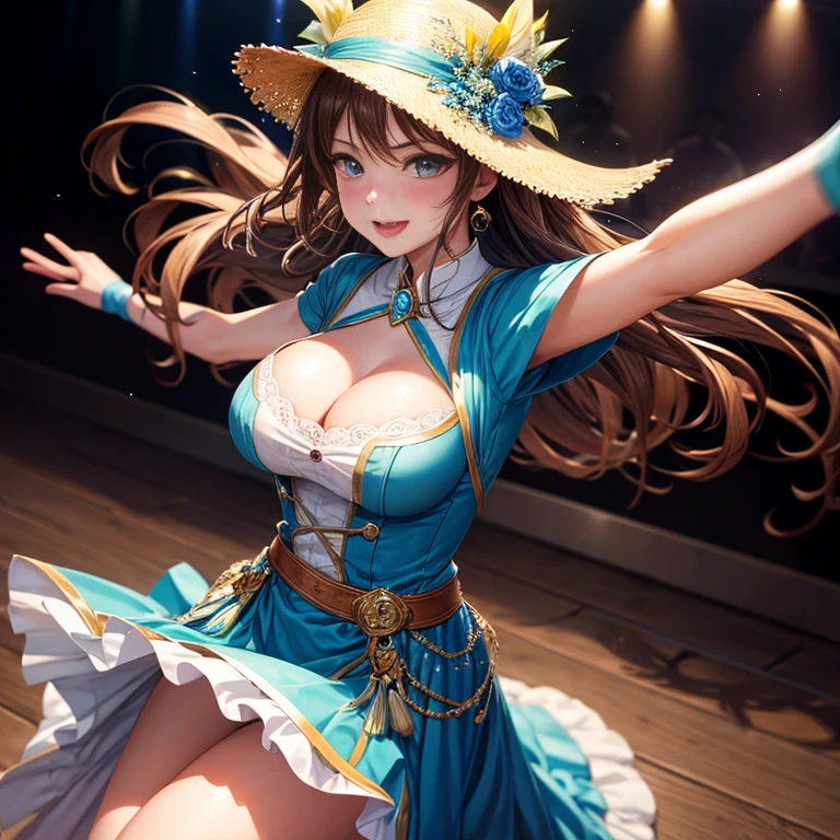 (best quality, hyper detailed, high quality, masterpiece),Picture a young girl, wearing a stylish cap, as she effortlessly glides across the dance floor. Her movements are a seamless blend of grace and strength, captivating the audience with every step. Visualize her confidence radiating through her expressive choreography, as she dances with passion and joy. Feel the rhythm and let her inspire you to express yourself through the power of dance."