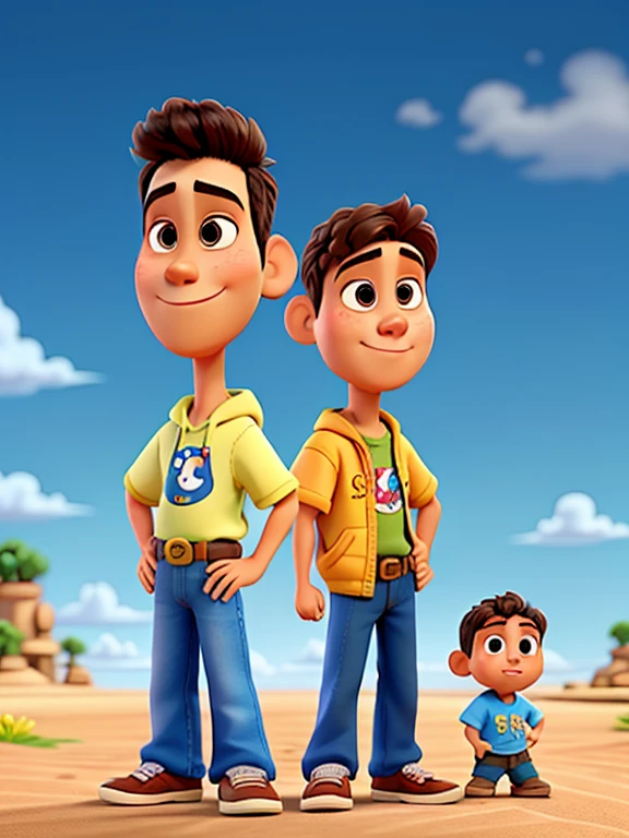 Pai e Filho estilo Disney pixar ,alta qualidade,melhor qualidade