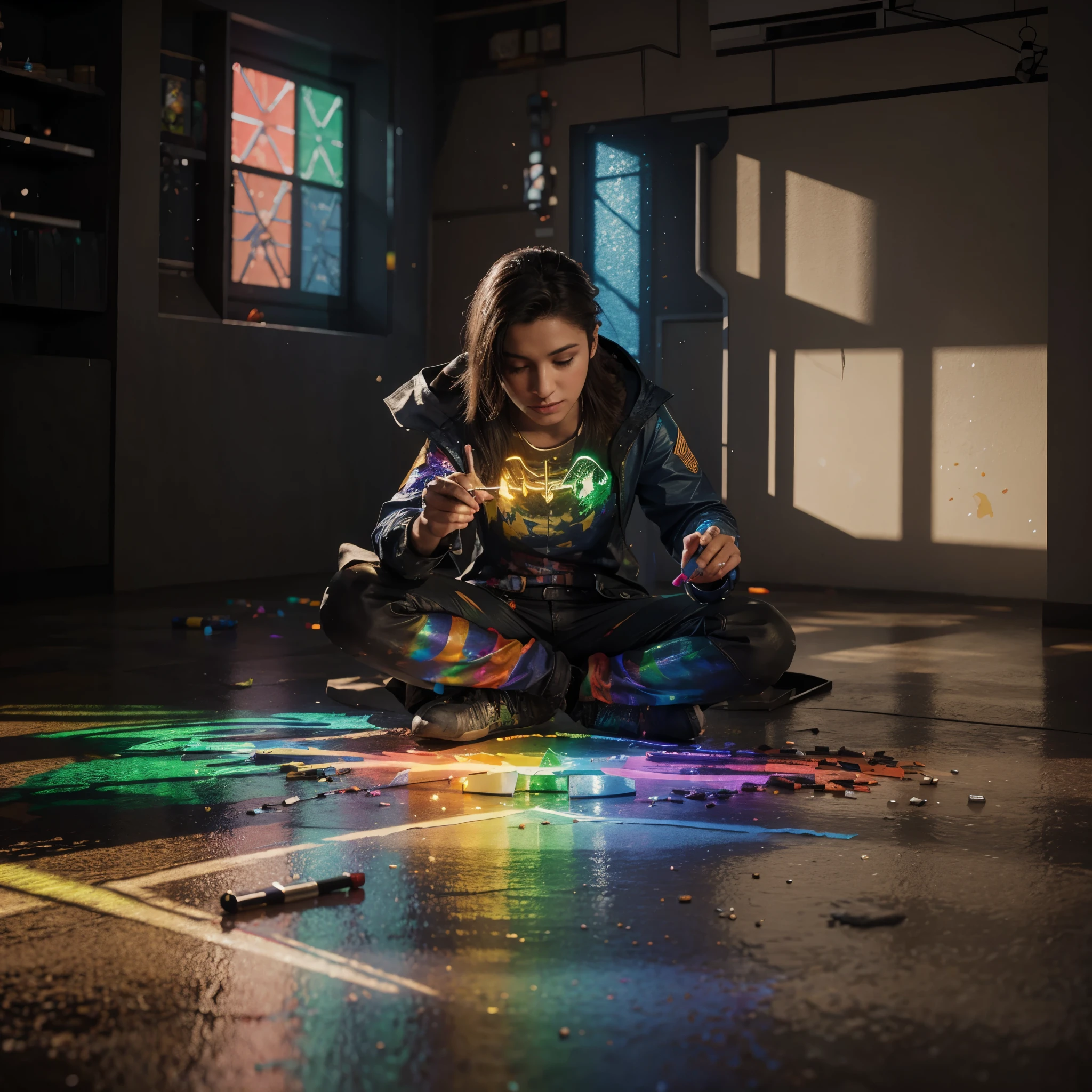 paint splaashes، RPG light,rainbow،(high quality),((3d rendering))