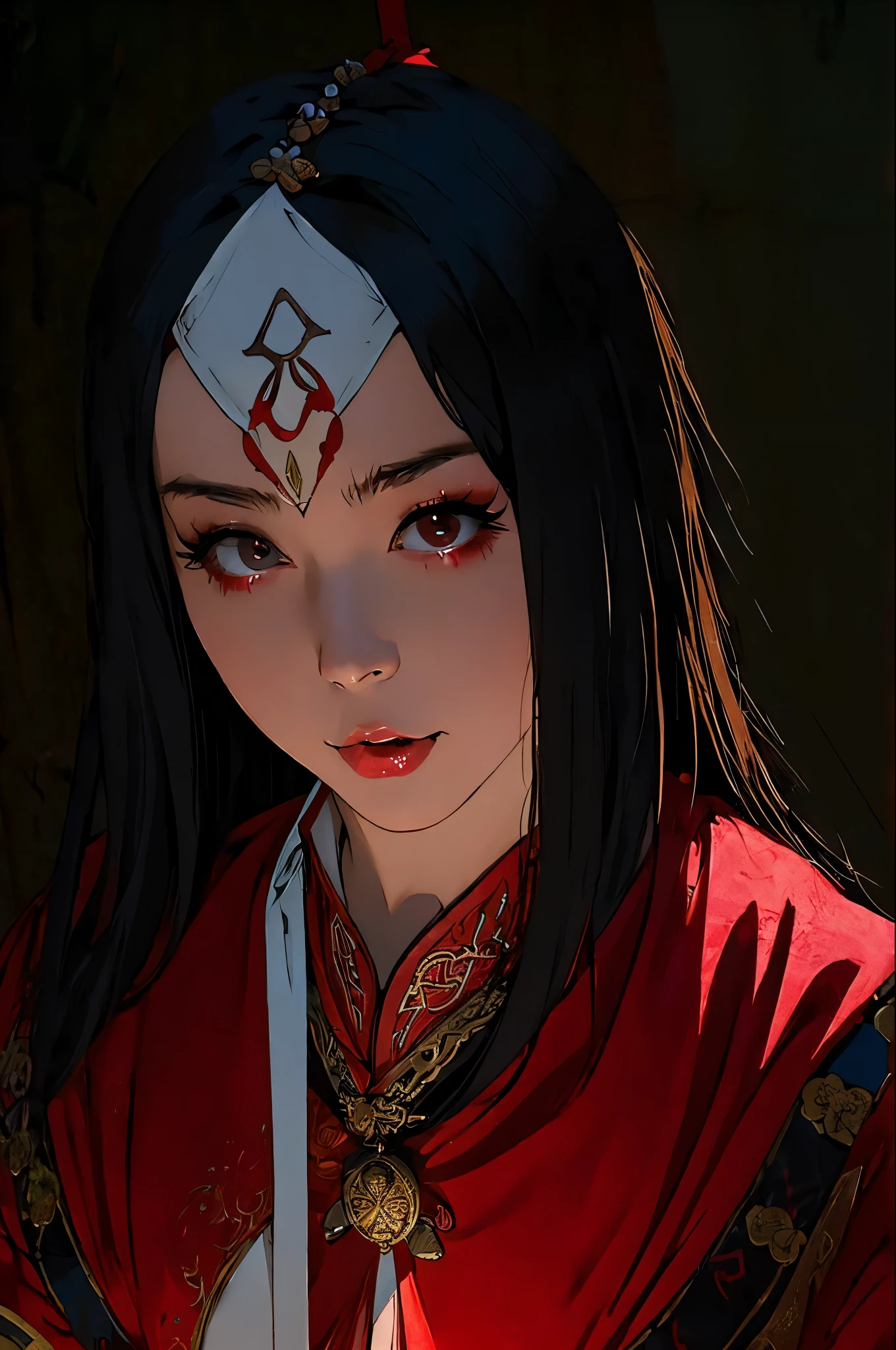 Medieval fantasy,Zheng Qian style,((Vulgarity)),(Sex addicted witche,sex Prisoner),portrait,orgasm face,gonzo pornography,Fantastic masks