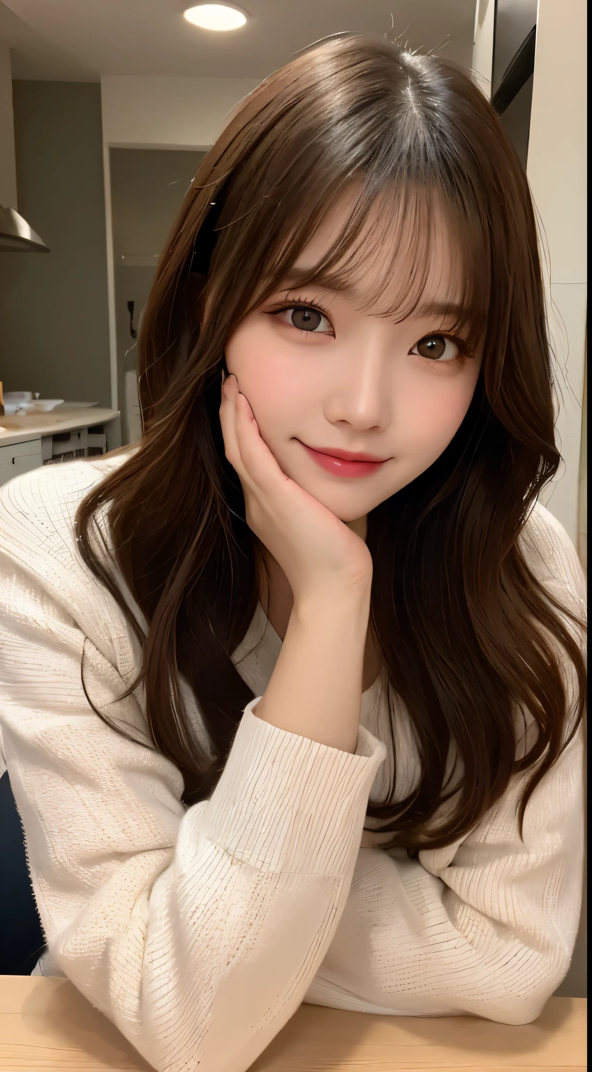table top, highest quality, shape, Super detailed, finely, High resolution, 8k wallpaper, 完璧なダイナミックな構shape, beautiful and detailed eyes, long sleeve winter dresses,medium hair, small breasts, natural color lip, random sexy pose,smile,、20 year old girl、midnight、beautiful and detailed face、perfect and beautiful face,Big eyes、RAW photo、spread your arms and legs wide、Express your best mood with your whole body、beautiful and detailed eyes、small face、beautiful duplex、slim face and style,blur the background