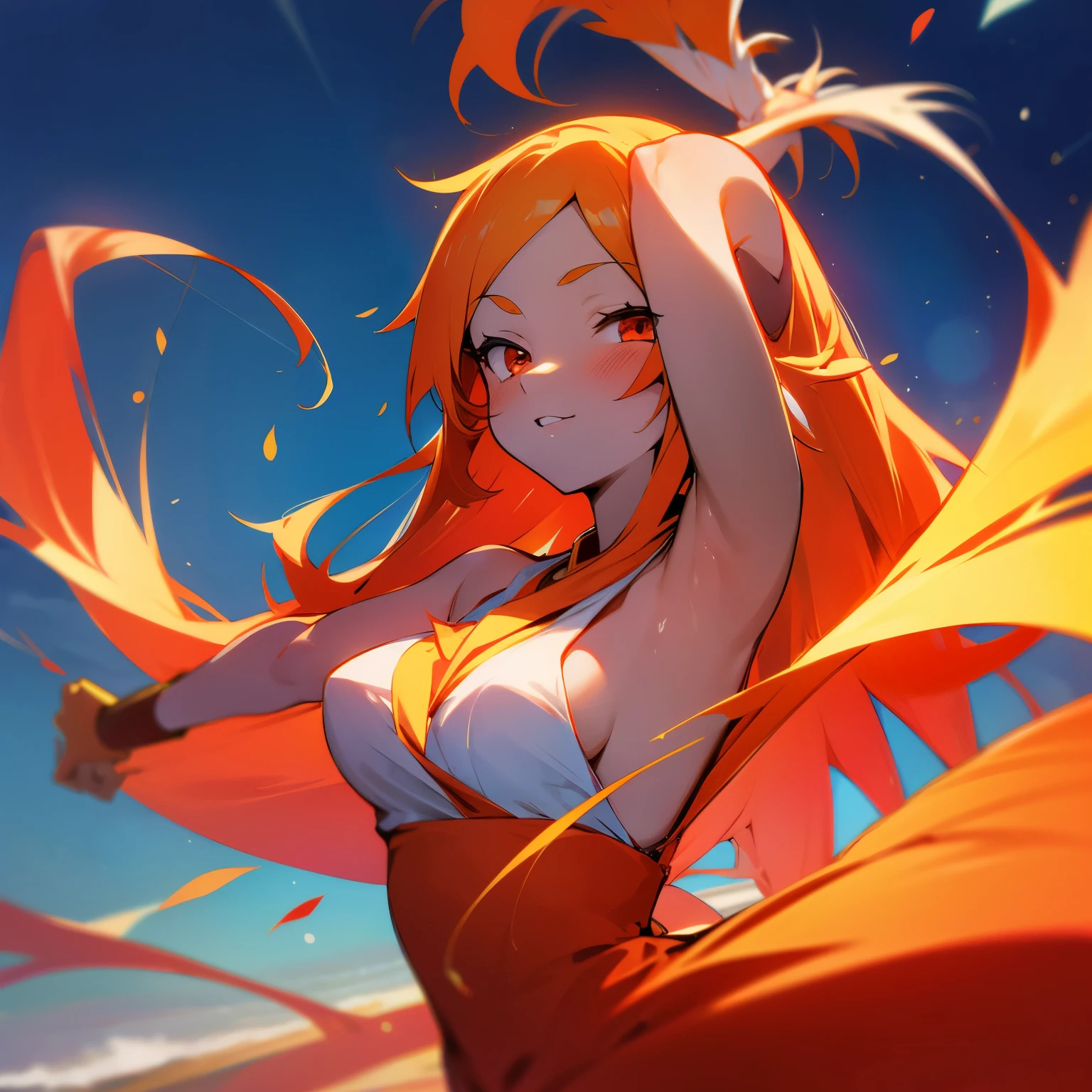 close shot,Nsfw, completely naked,Conceptual art of a harmony of red and blue flame, fantasy landscape, fish shape fire,Beautiful glowing flame with different shapes, flying fire made Fish, full body naked young woman animated fantasy illustration, beautiful hair, front view,showing nipples, pussy, completely naked woman in the sea of flame and fire, detailed clear face,show the nipple, Drift, Very harmonious,focus on the body and face, The whole painting adopts a messy and imaginative painting style. The colors are bright and saturated, And with smooth lines. The mystery and beauty of the burning line, The painting depicts a fire world full of flame spirit life and vitality, Animated art wallpaper 8 K,anatomically correct
