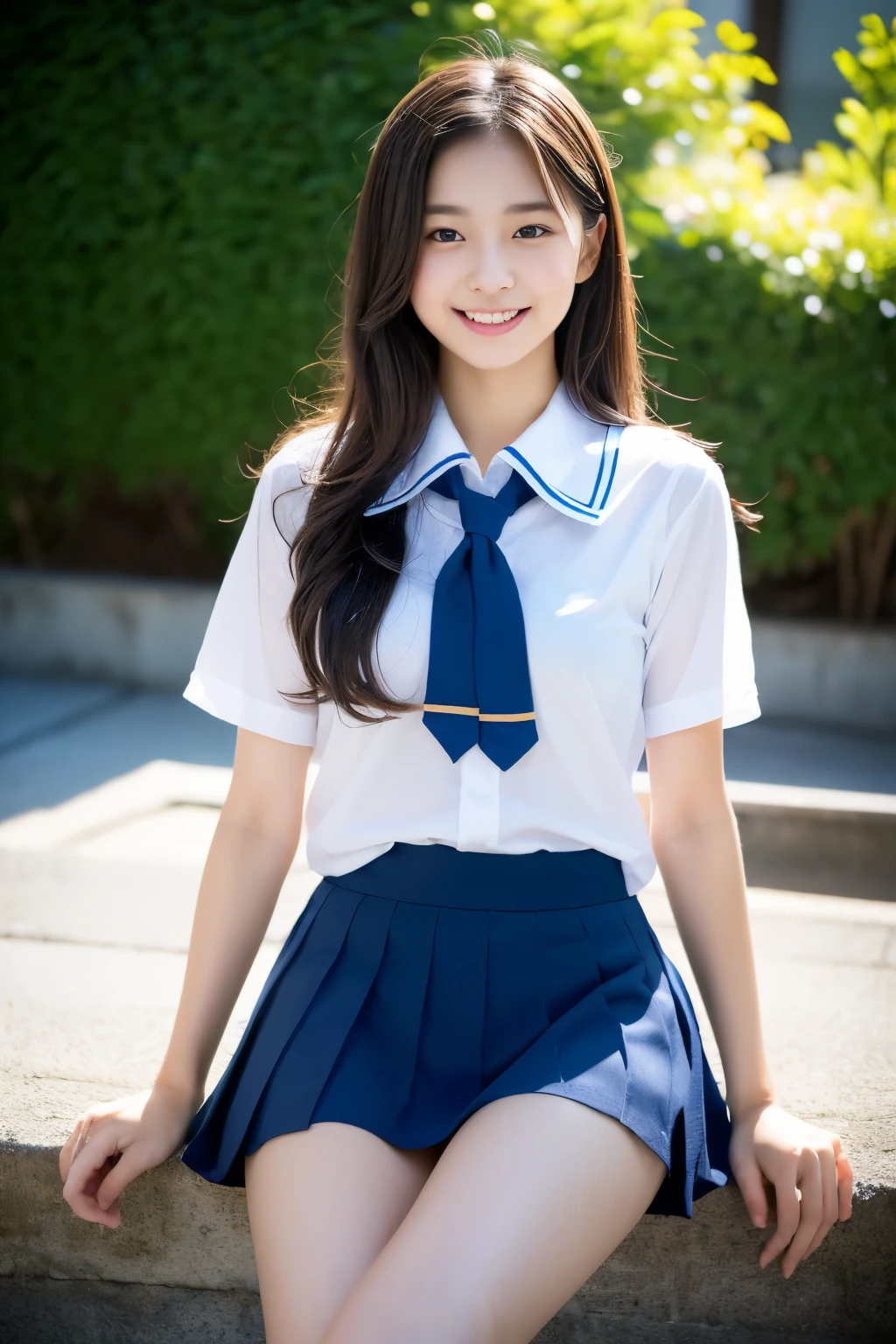 (((32k,high detail,high detail、masterpiece,Attention to detail,whole body,loli ,solo))),original photo & realistic atmosphere,beautiful dark blue eyes,Detailed mouth,glossy lips,detailed eyebrows,delicate eyes,Soft white skin,Shine down to the smallest detail、Very nice eyes with blue eyes,Detailed lips、Very beautiful face,Very well shaped face、Vivid faces,Beautiful sparkling lips,Beautiful eyebrows,infinite reality,Best design japanese girls in japanese schoolgirls, 逼真的Young gravure idol, Surreal very cute schoolgirl, , japanese girl school uniform, Japanese girls' school uniform, Young sensual gravure idol, Young gravure idol, Beautiful and cute15--old female student,whole body都是湿湿的,Dripping water.,blush,It's very beautiful.15 years old girl,natural soft light、The body is wet,Sheer clothes,,Brown shiny hair,Hair is wet,Dripping water,Falling,mini skirt(,Bare legs,,White short-sleeved shirt soaked,Summer clothing,Beautiful friendly eyes,Looking at the camera:1.5),(((Beautiful sleek legs,Bare thighs,Lift the skirt to the last moment,Shoot in the middle of the thigh,gentle smile,Immature breasts,,Immature body)))
