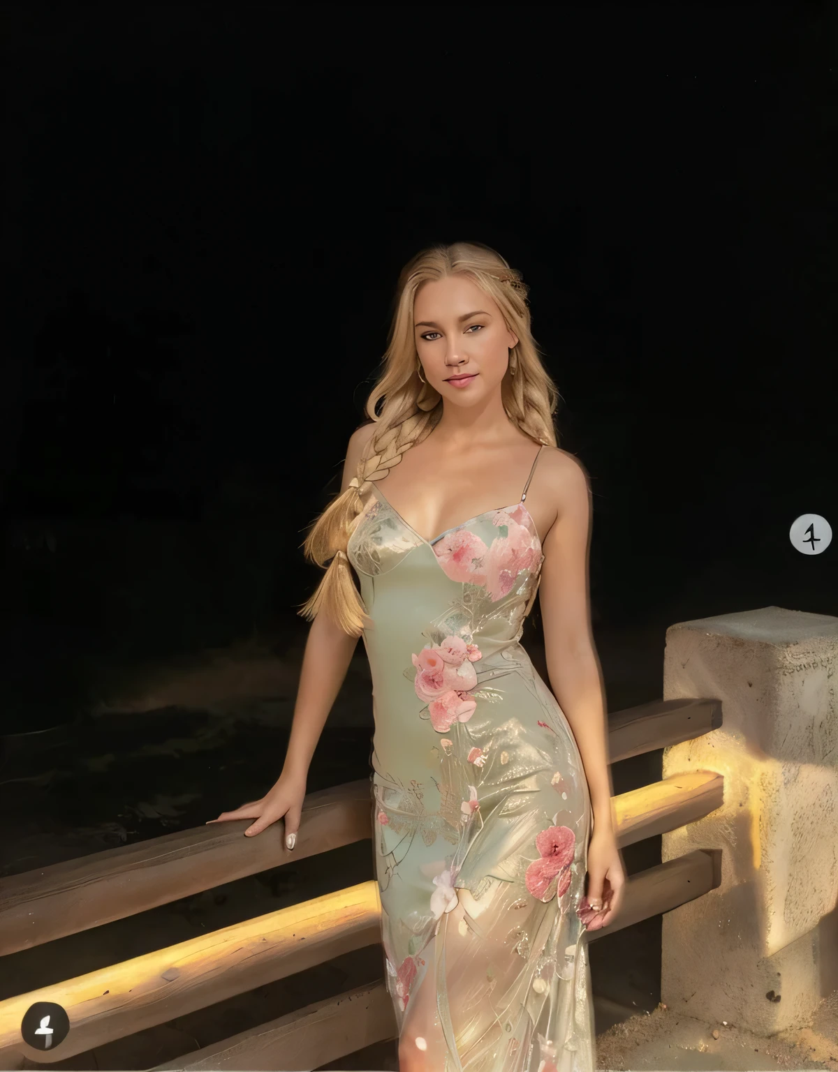 award winning glamour photograph,((best quality)), ((masterpiece)), ((realistic)), piercing eyes, very happy, ((blonde hair)), (quad braids), afternoon light, slim waist, Beautiful,