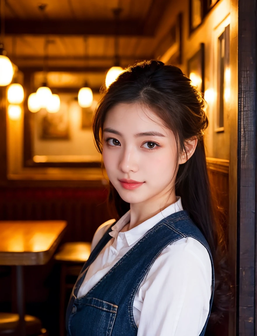 beautiful girl、restaurant給仕係、21 years old、restaurant、Keep your hair up、