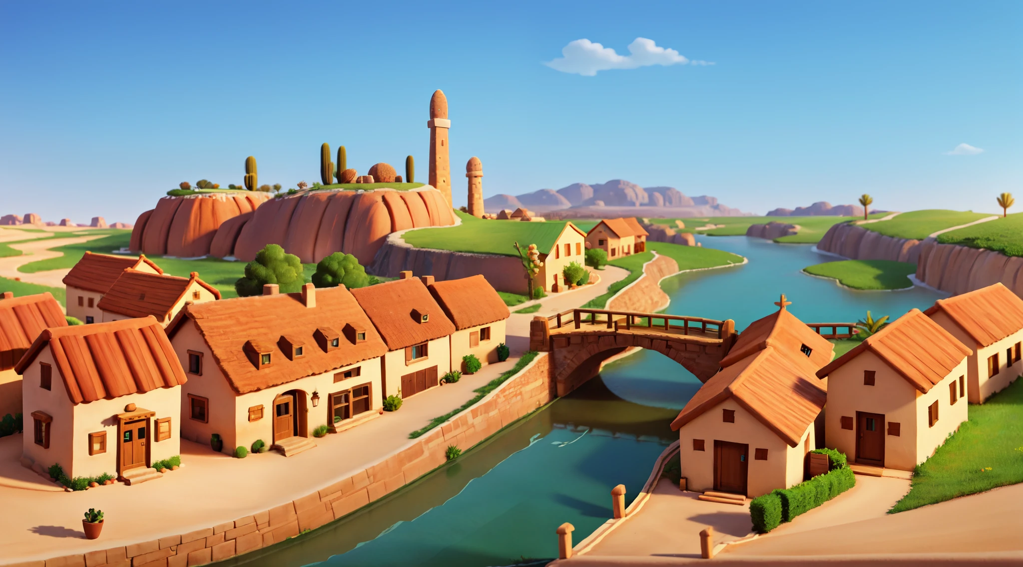 small village in desert oasis