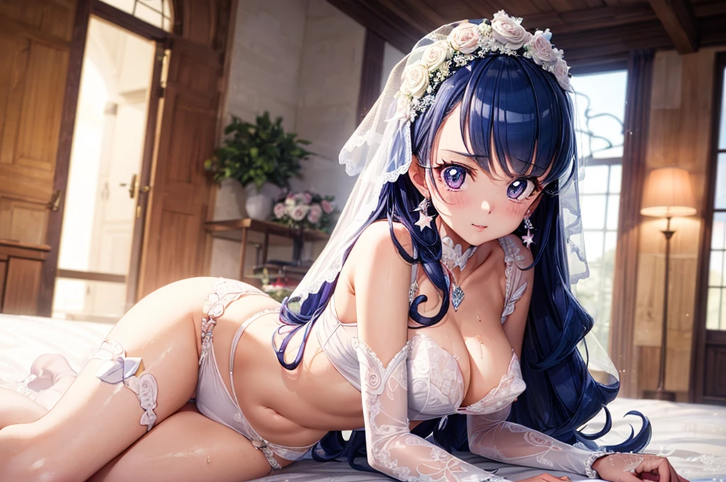hight resolution, top-quality, ultra-quality, The ultra-detailliert, lighting like a movie、full of sweat、Wearing sweat、(((((Sexy Precure All Stars Wedding))))、、、((not wearing underwear、beautiful nipples、Open、Pretty Cure in love))((Anatomy accurately))